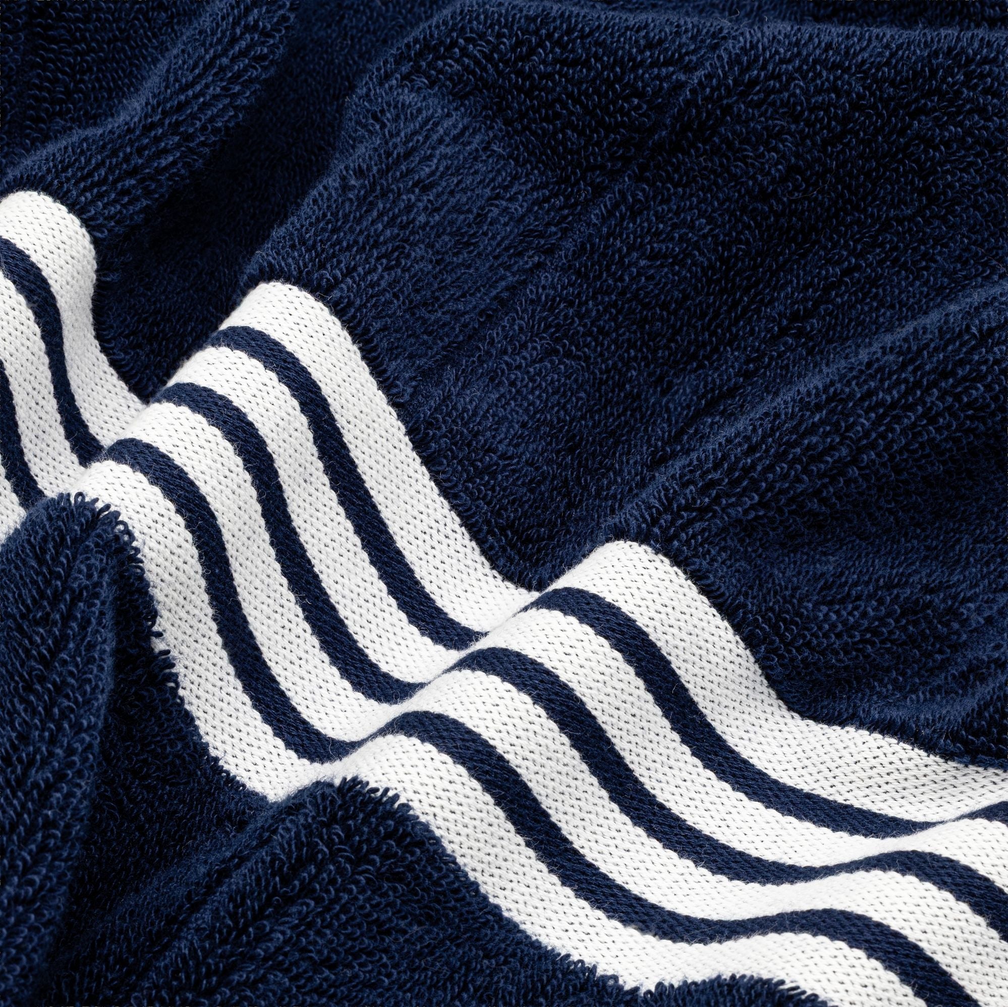 Nautilus Australian Cotton navy blue and white striped towels set