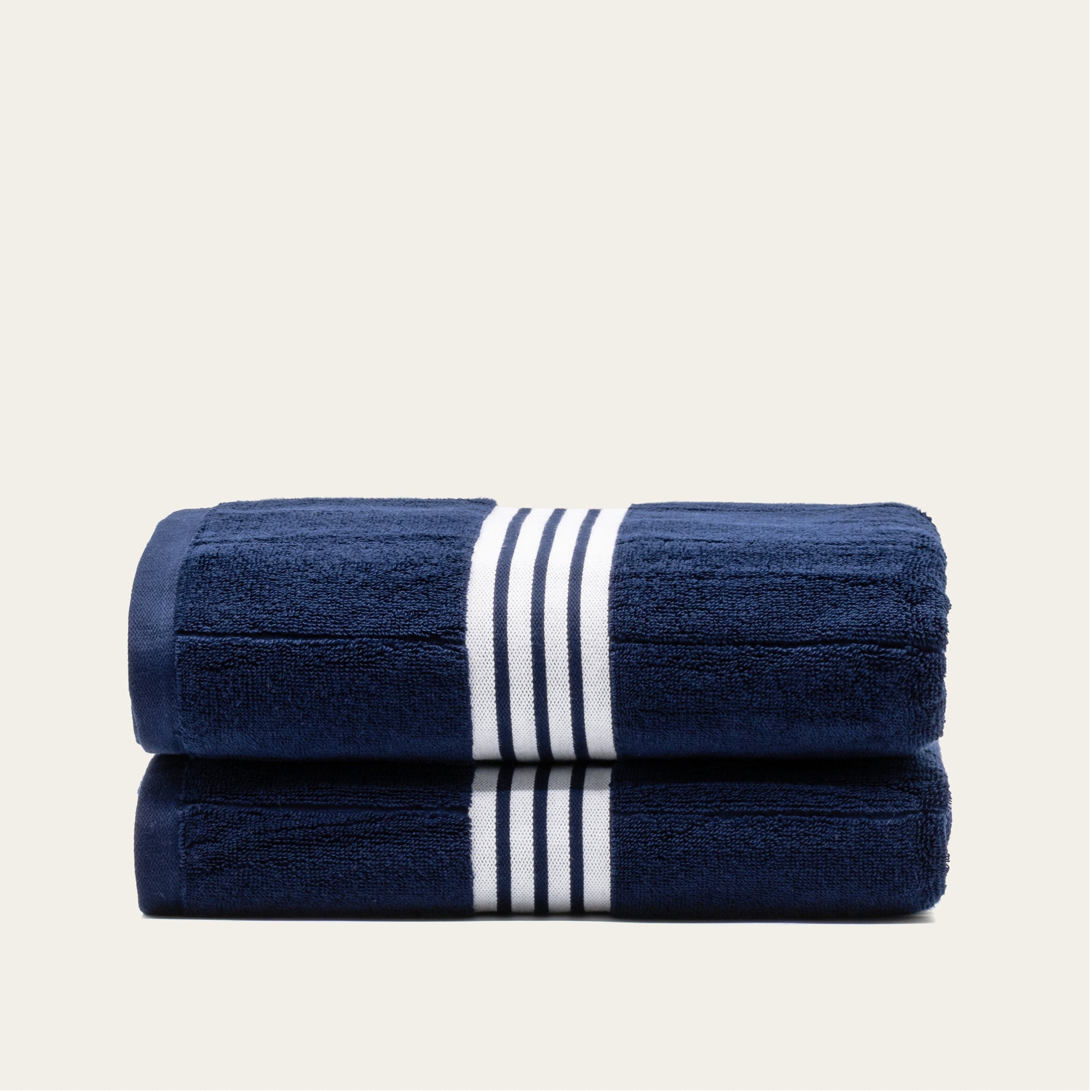 Nautilus Australian Cotton navy and white striped towels set