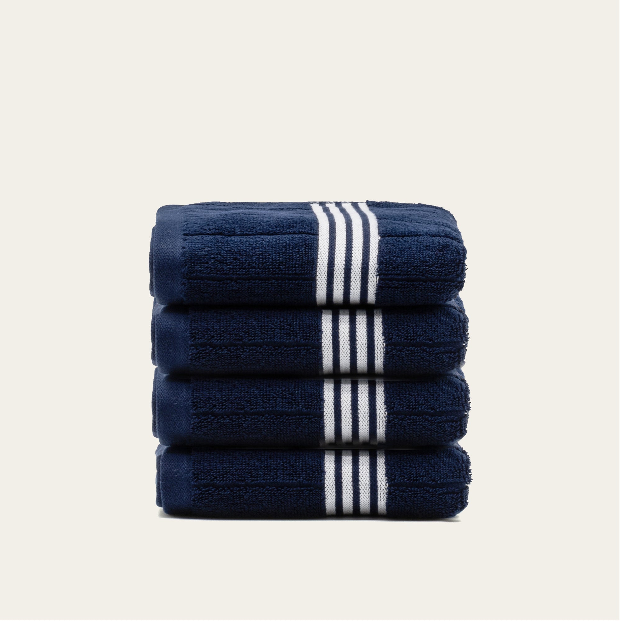 Nautilus Australian Cotton navy blue and white striped towels set