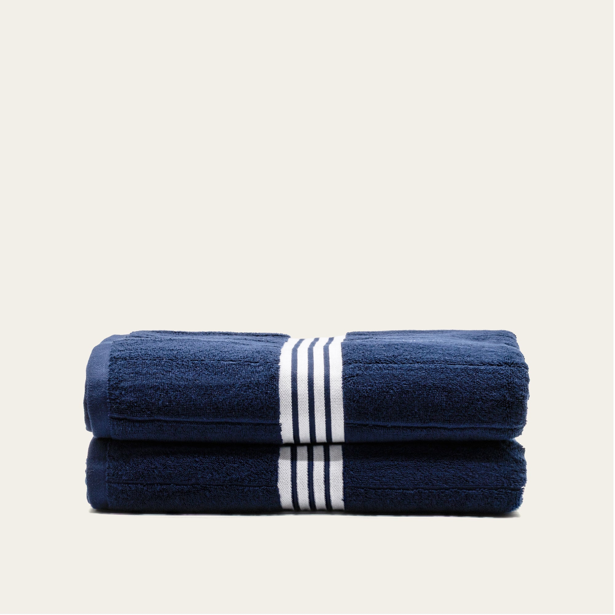 Nautilus Australian cotton navy blue and white striped towels set