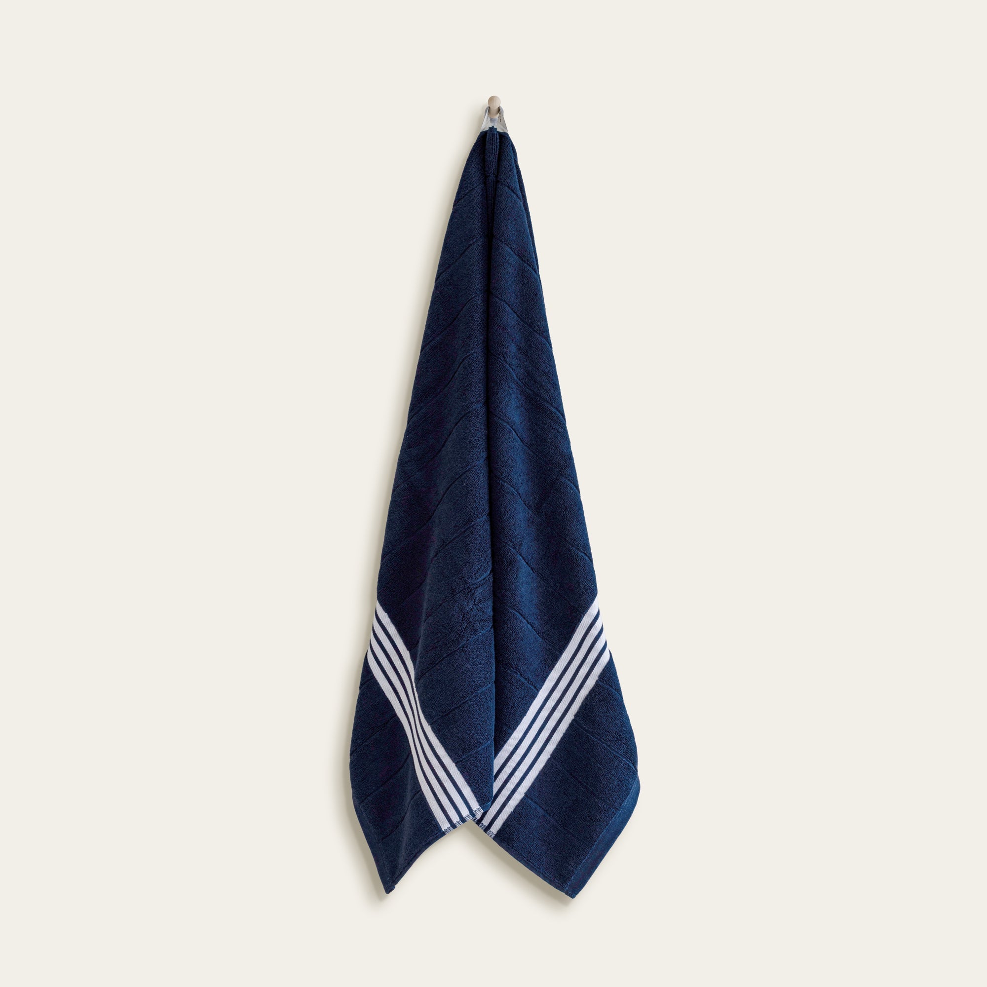 Nautilus Australian cotton towel set with navy and white stripes