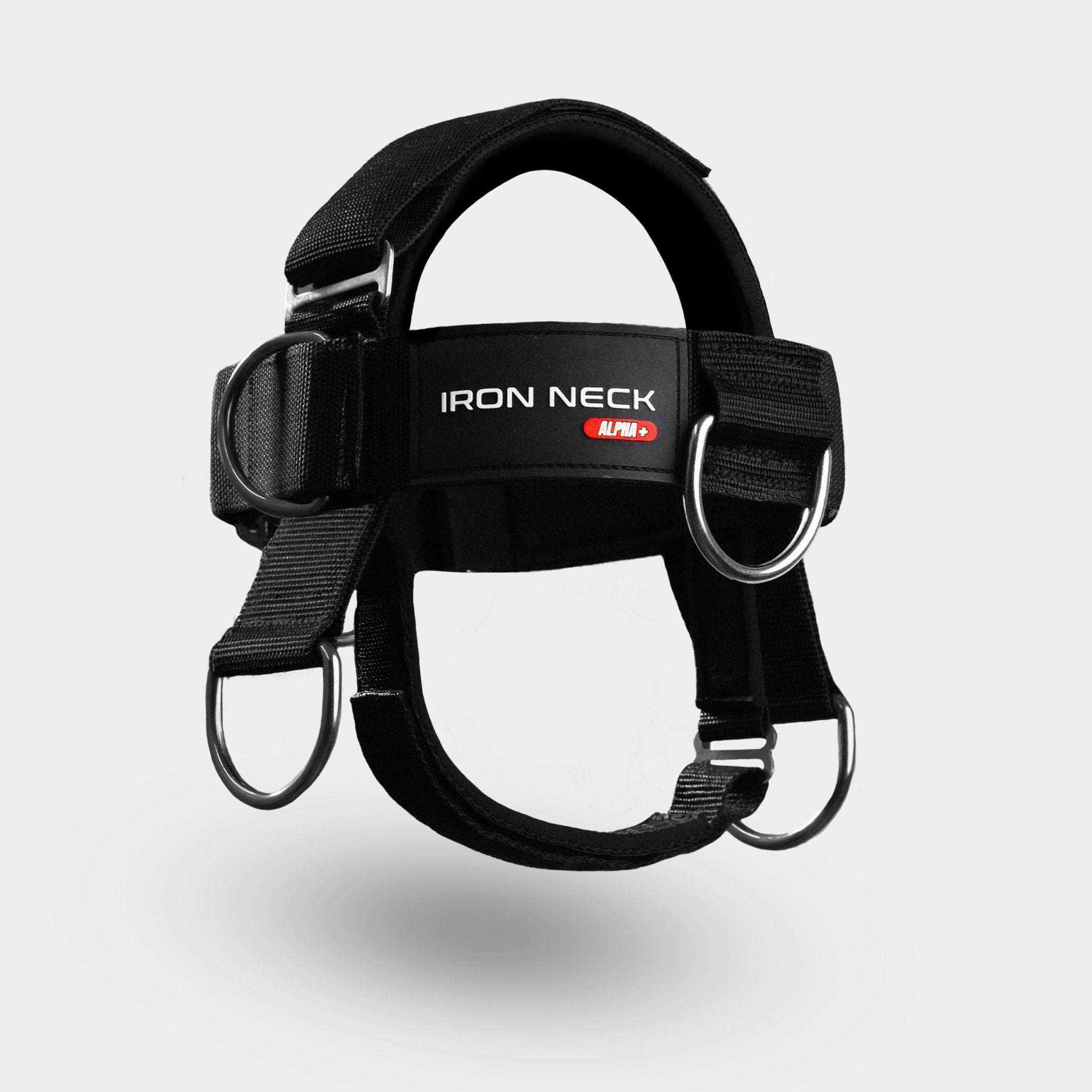 Alpha Neck Training Harness Plus with clips and nylon tether for weighted neck exercises