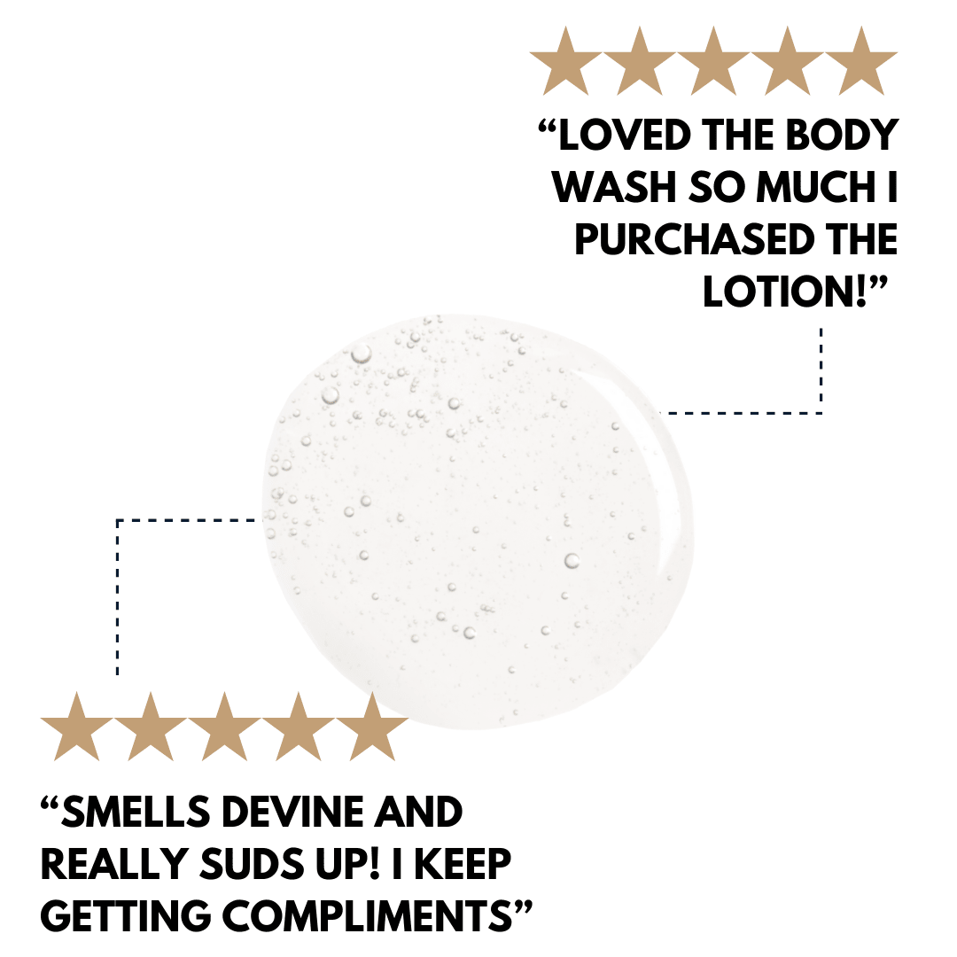 No. 2 - Peau d’Or Body Wash shown as a translucent white gel with small bubbles and a rich lathering texture