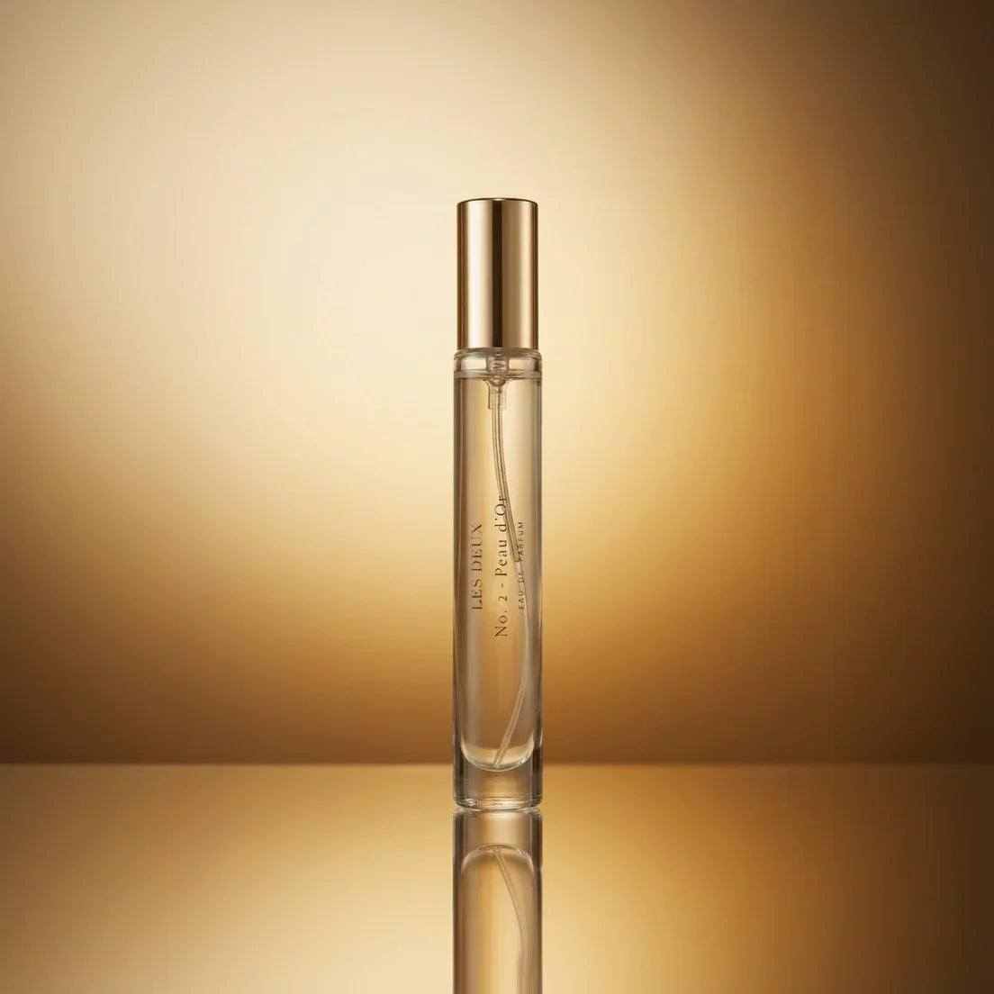 No. 2 - Peau d’Or Perfume golden amber fragrance oil in a slim clear glass rollerball bottle