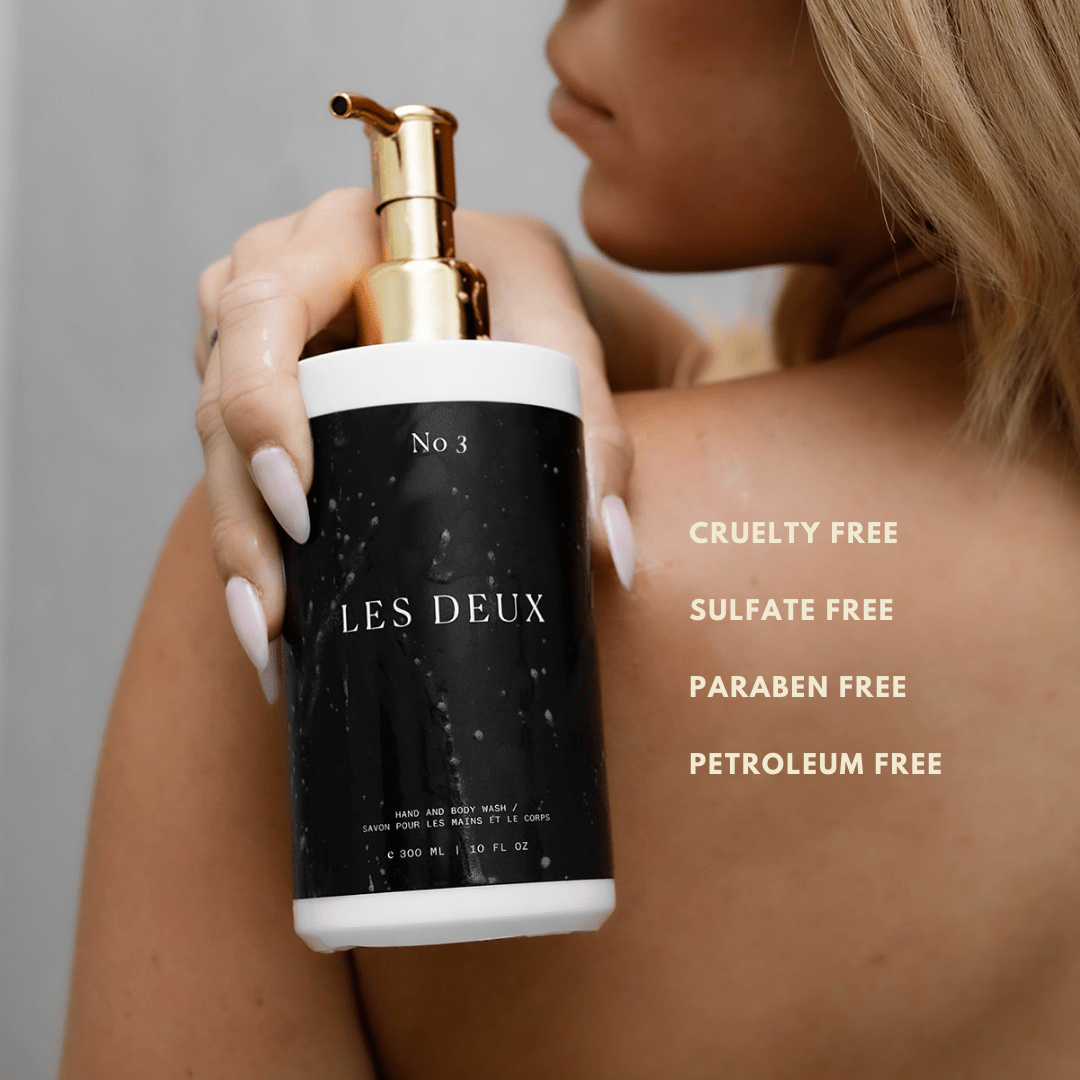 No. 3 - Brume Ardente Body Wash in a black bottle with gold pump, white cap, and Les Deux branding