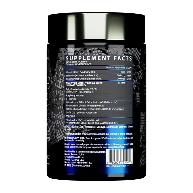 Nutrex LIPO-6 NightTime supplement bottle 30 capsules