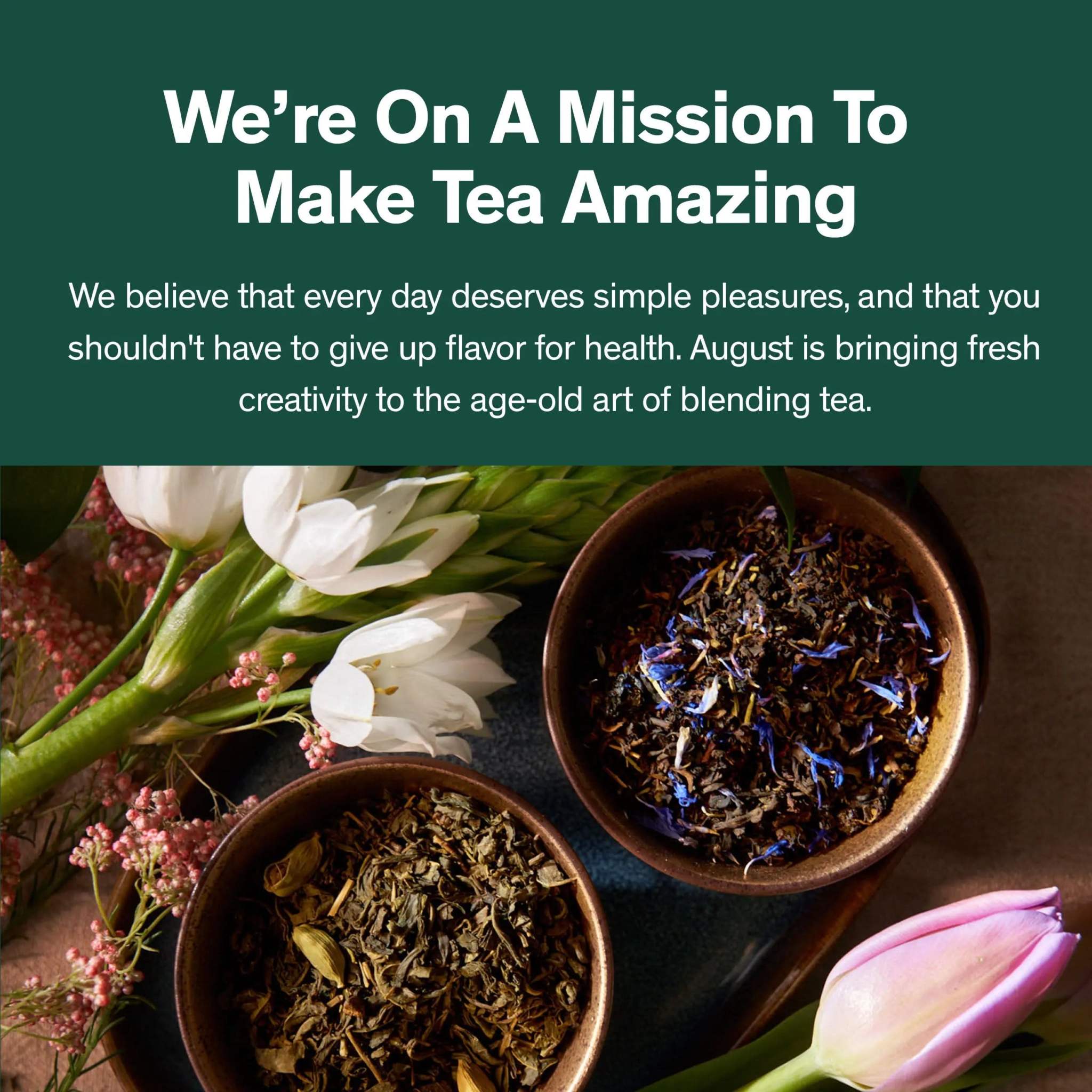 Painted Desert Tea, loose-leaf black tea blend with dark tea leaves and colourful botanical petals