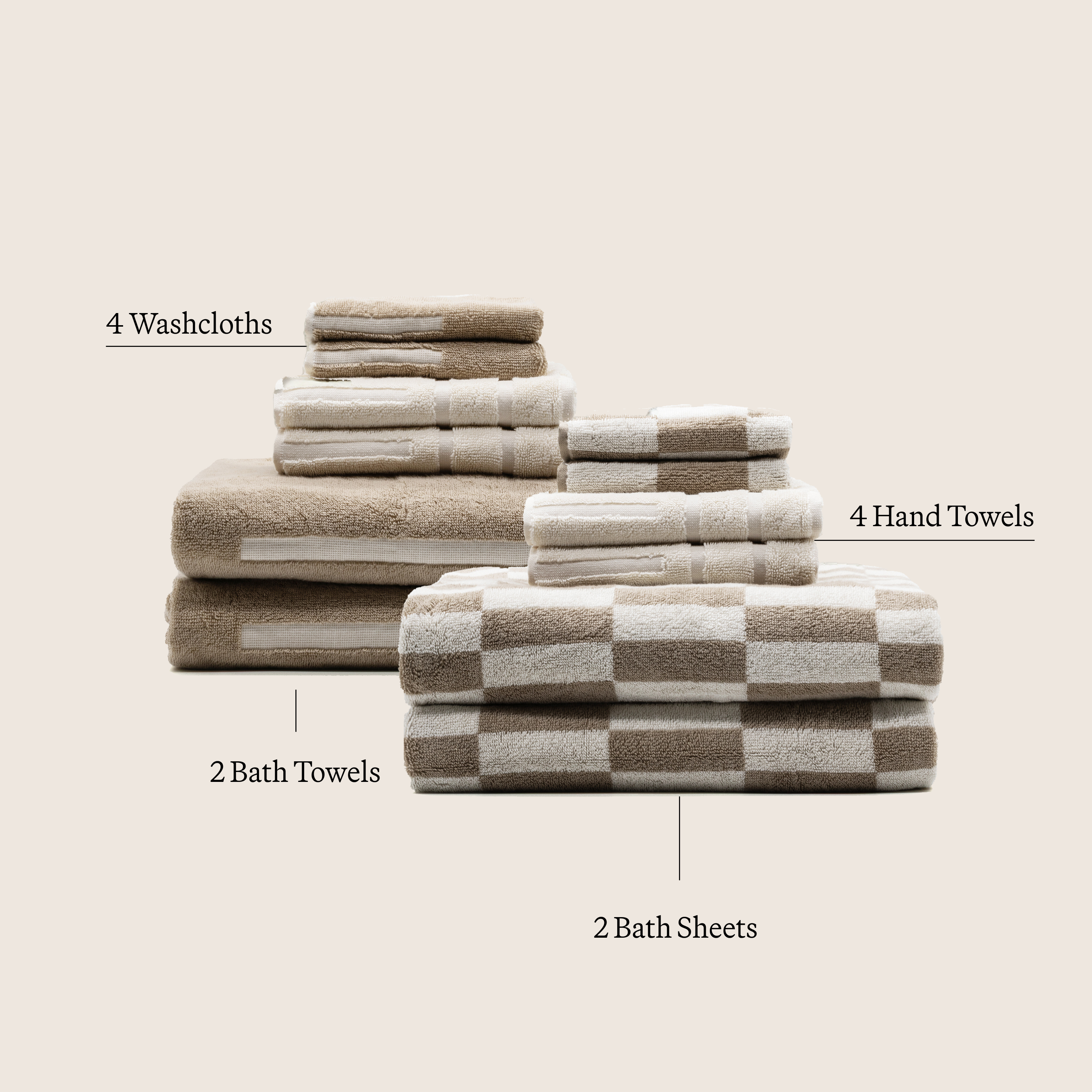 Pietra Australian cotton towels with warp-checkered design