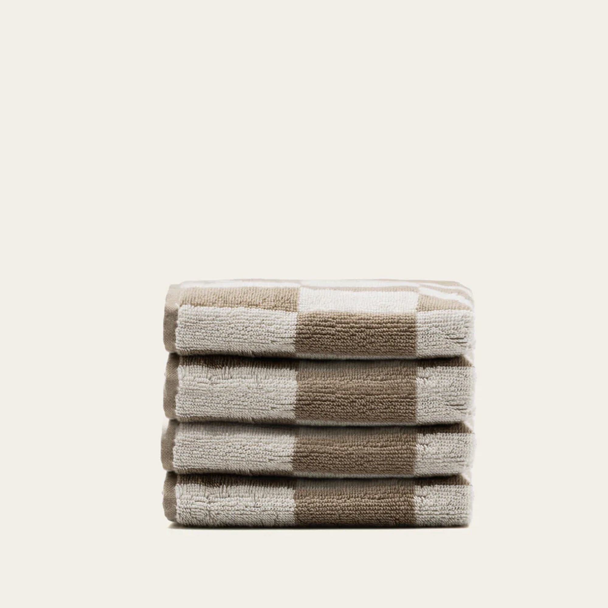 Pietra Australian Cotton towels set with warped-checkered design