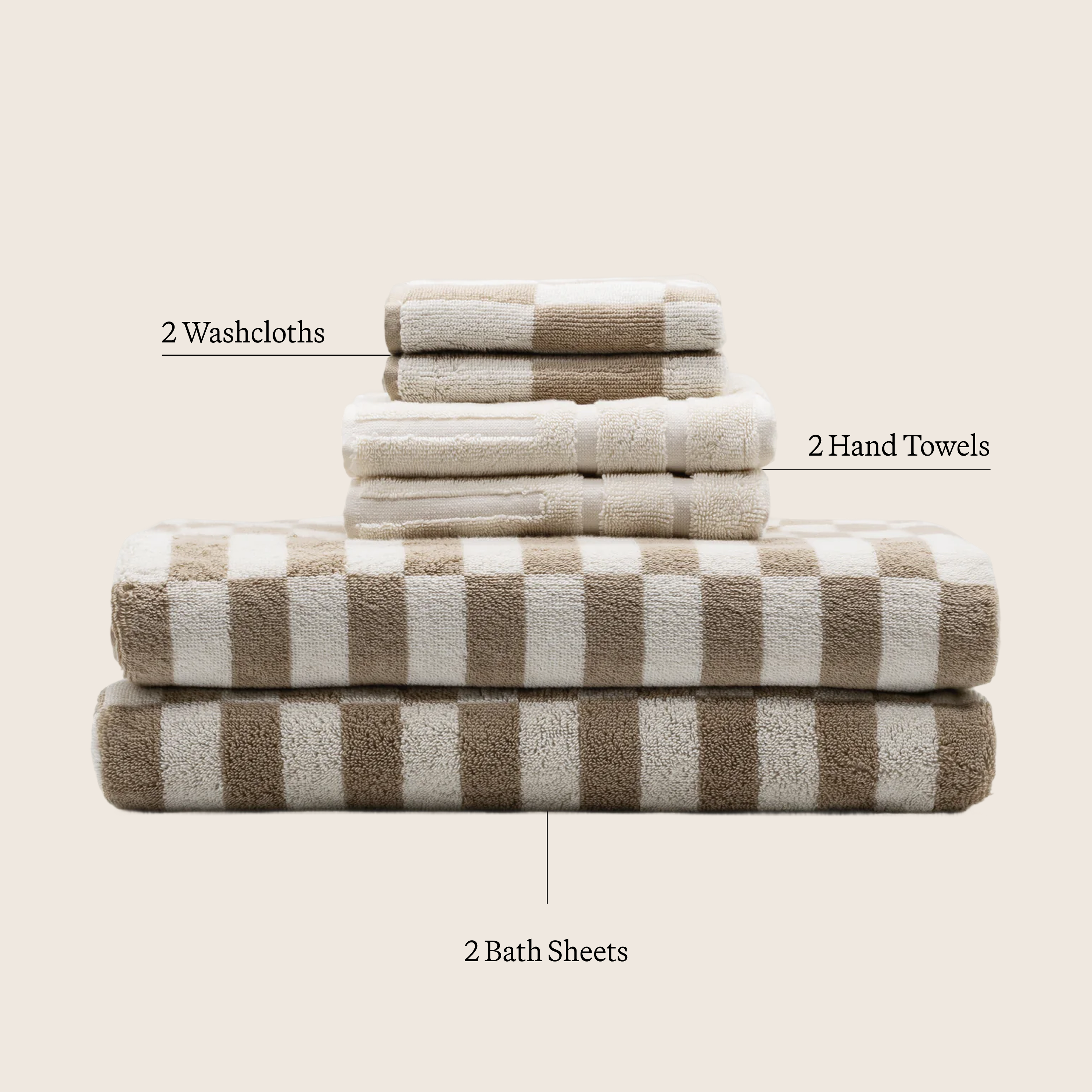 Pietra Australian Cotton towels with warped-checkered design