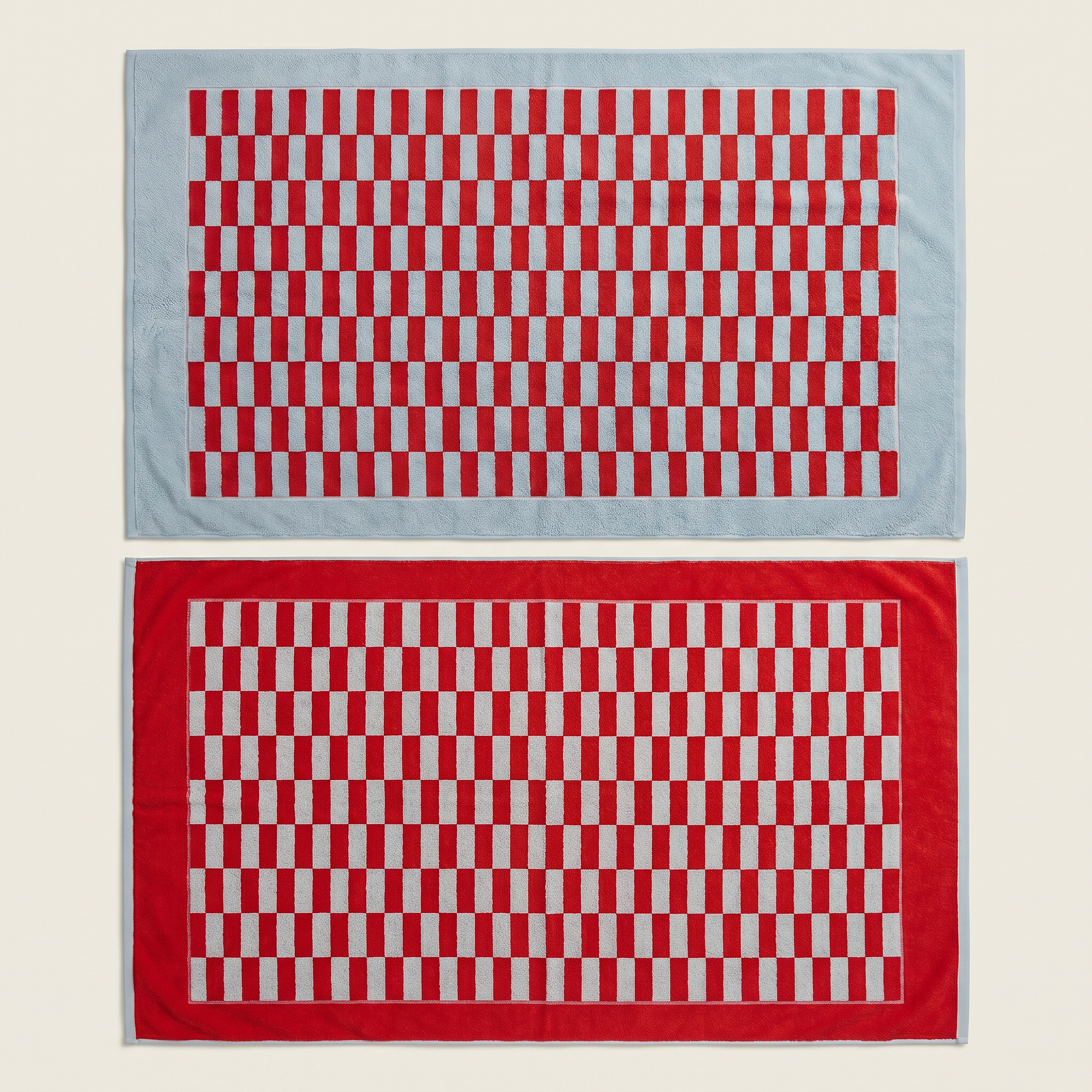 Pietra Australian cotton towels set with warped-checkered design