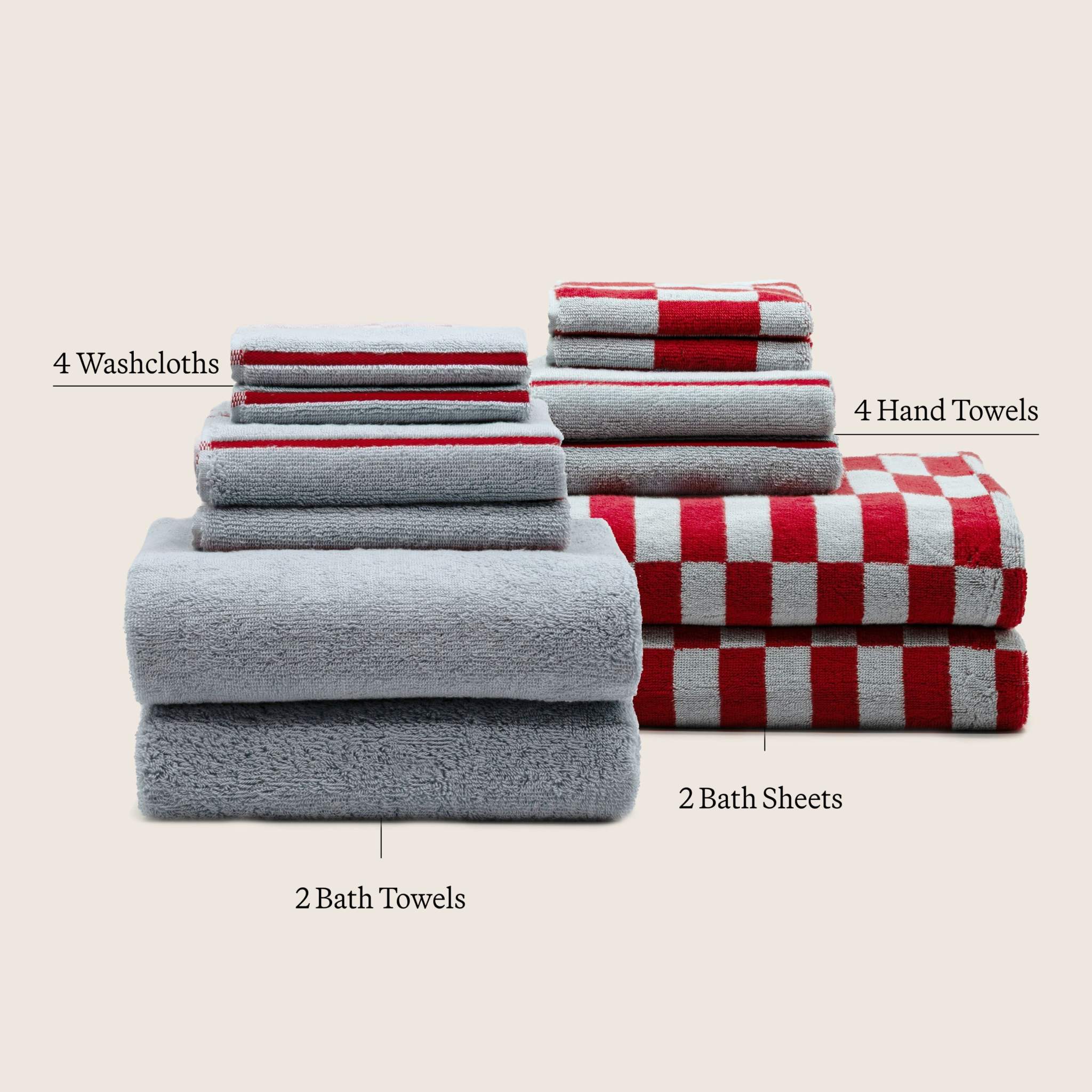 Pietra Australian Cotton towels with warped-checkered design