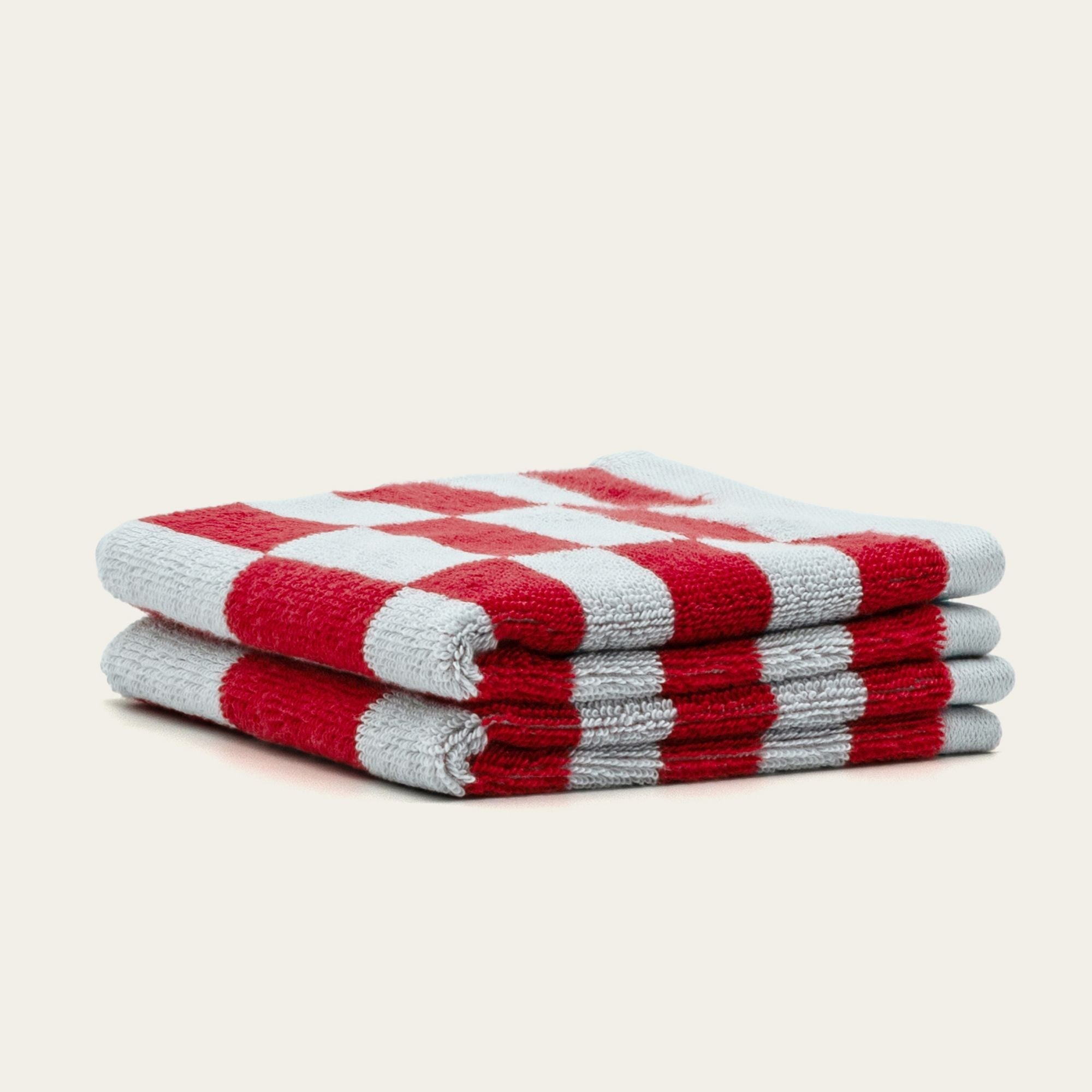 Pietra Australian Cotton towels with warped checkered design