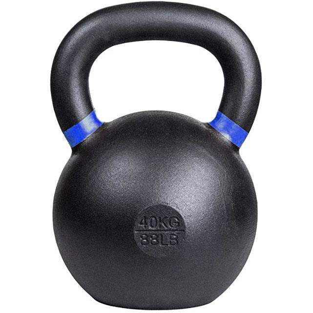 Powder coated textured grip kettlebell with color weight indicators