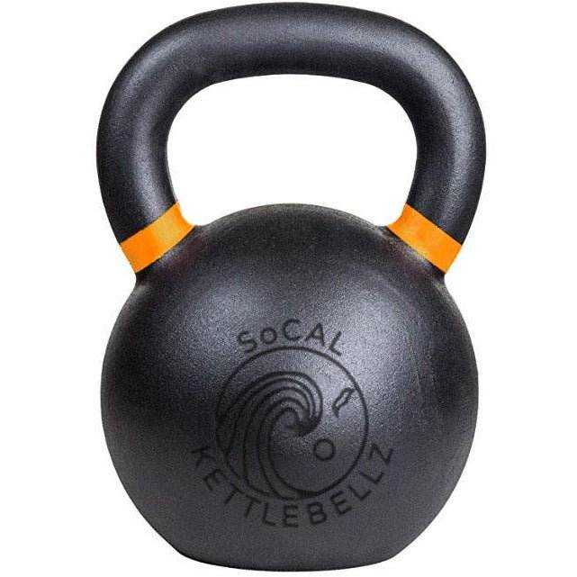 Powder coated kettlebell with textured grip and color weight indicators
