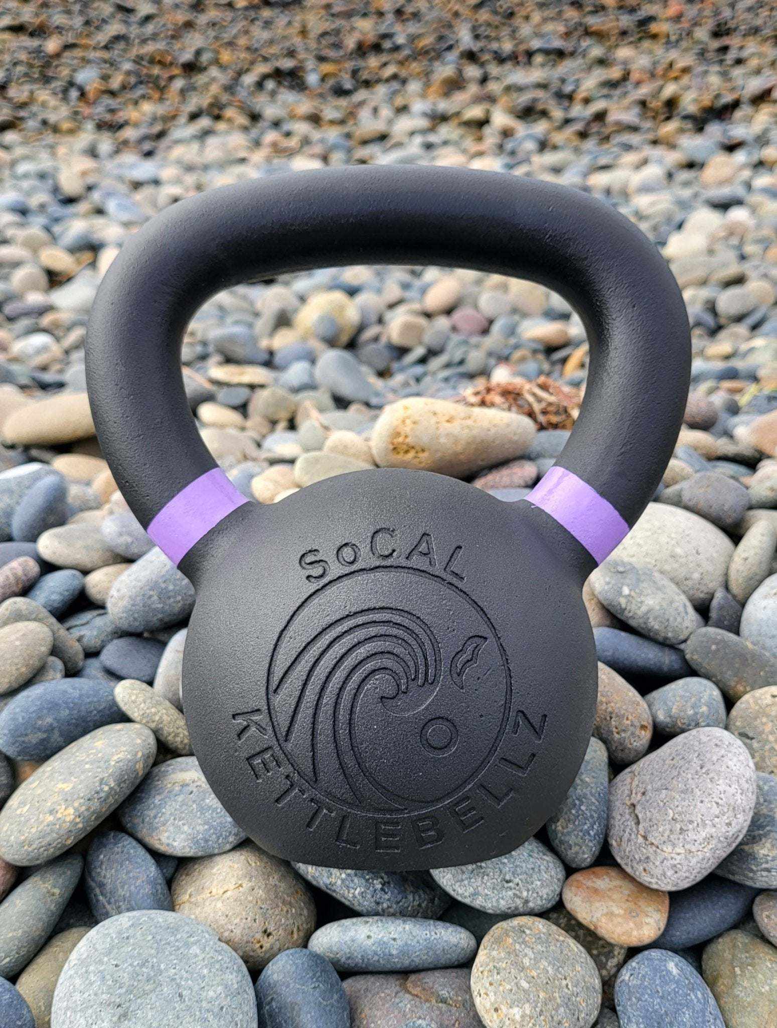 Powder coated textured grip kettlebell with color weight indicators