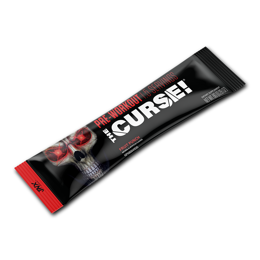 Pre-workout Variety Pack single stick in black packaging featuring a skull design and red accents with fruit punch flavor