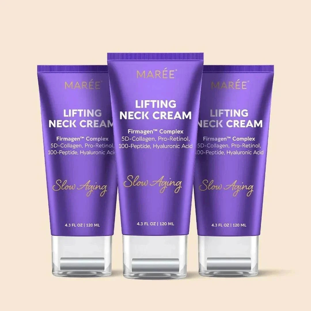 Pro-retinol neck lifting cream with metallic massager for firming and lifting skin