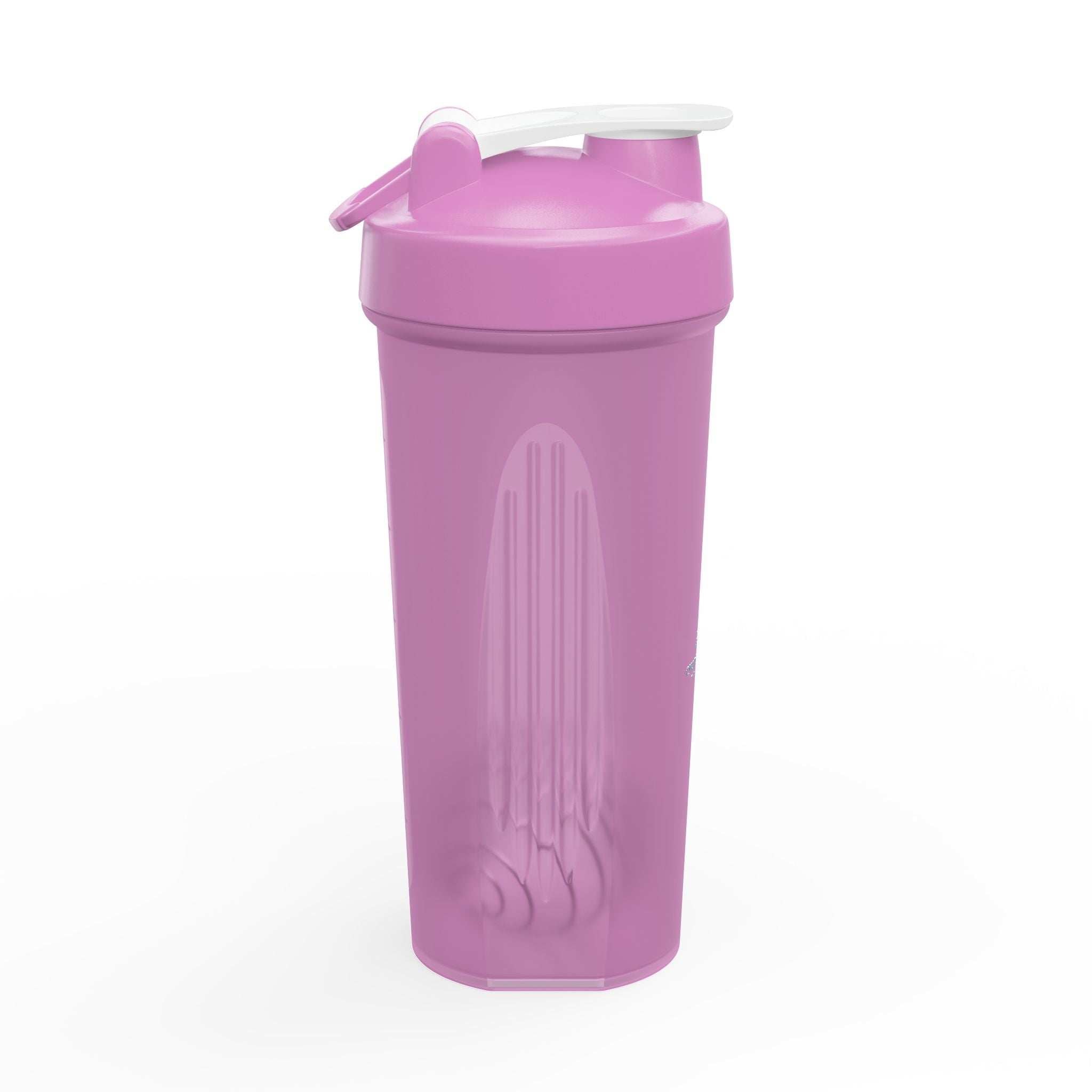 24 oz protein shaker bottle with stainless steel spiral ball and flip-top lid