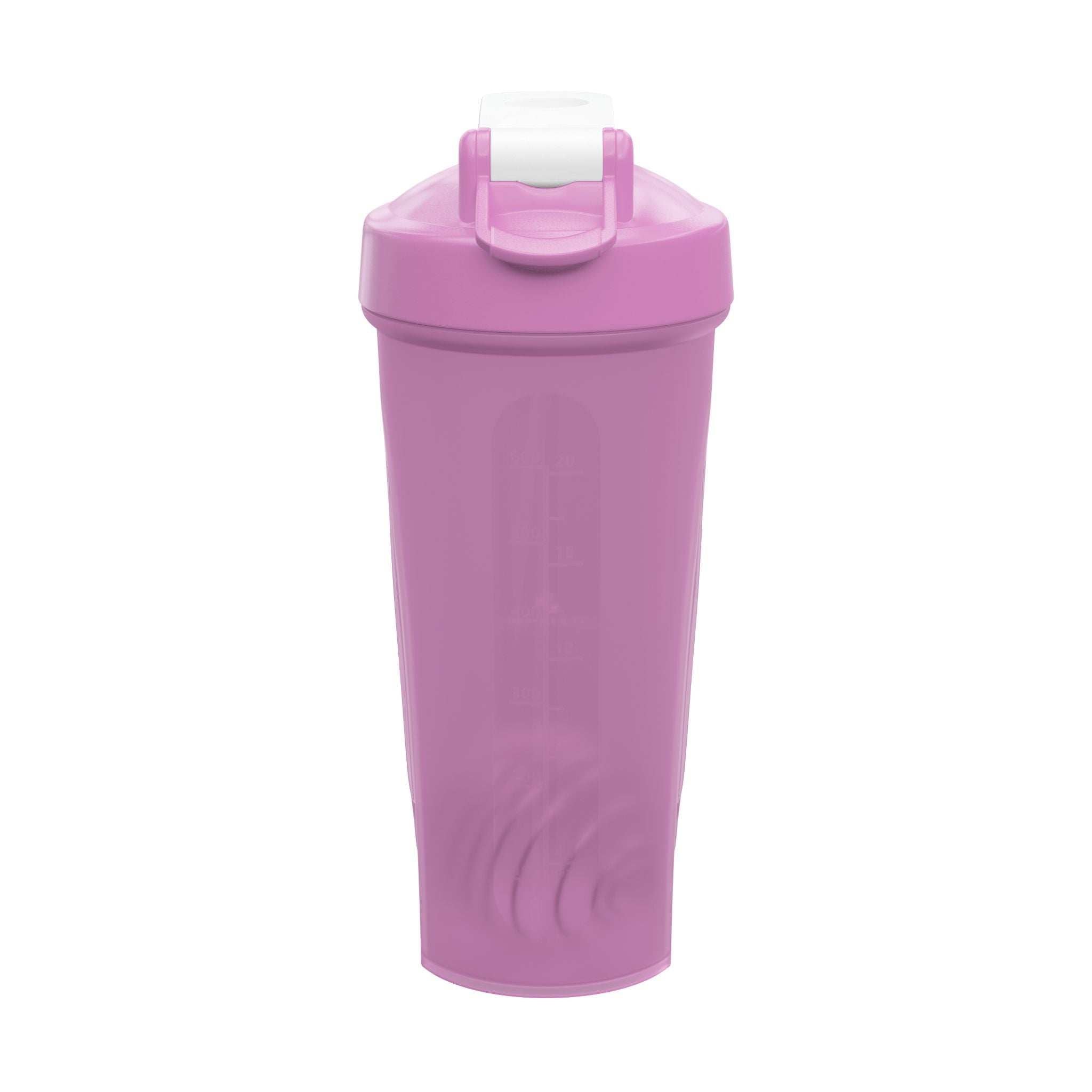 24 oz protein shaker bottle with stainless steel mixing ball and flip-top lid