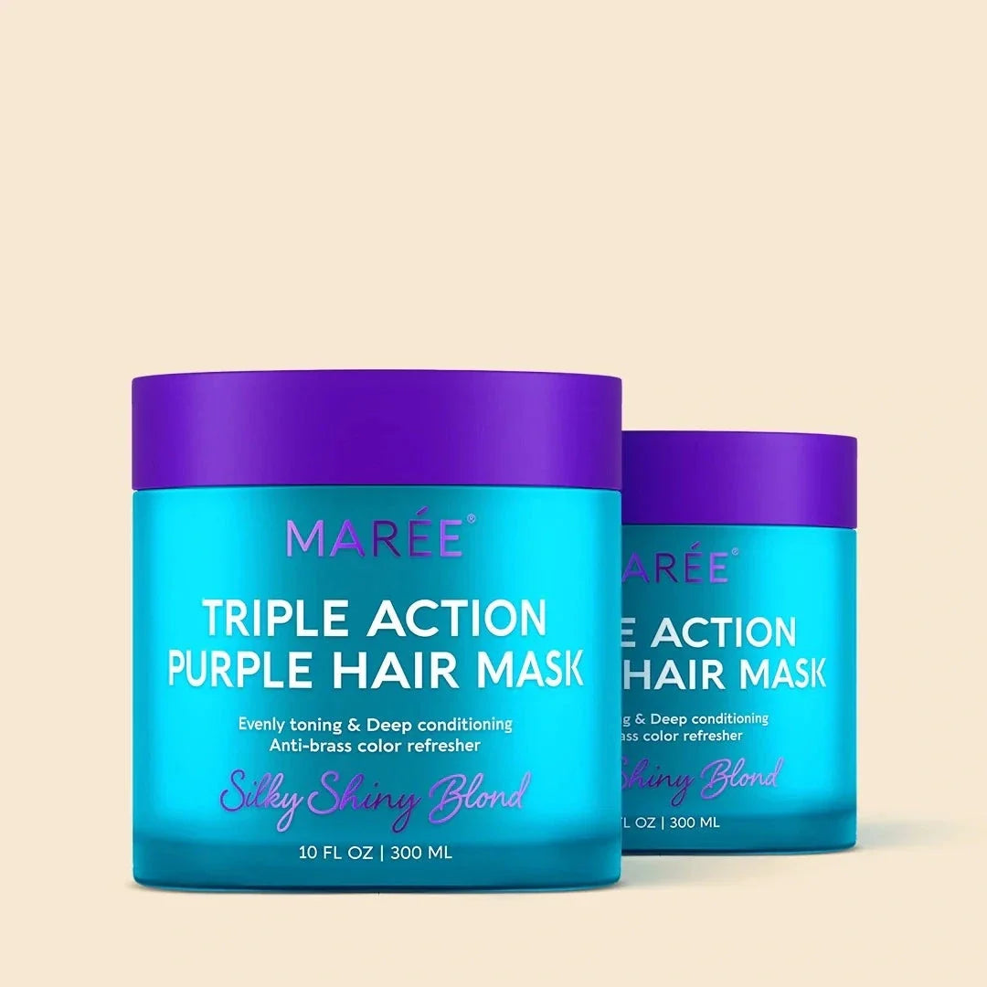 Purple hair mask for blonde hair preventing brassiness