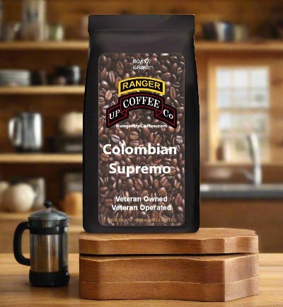 Ranger Up Colombian Supremo Coffee medium roast bag with rich flavor notes