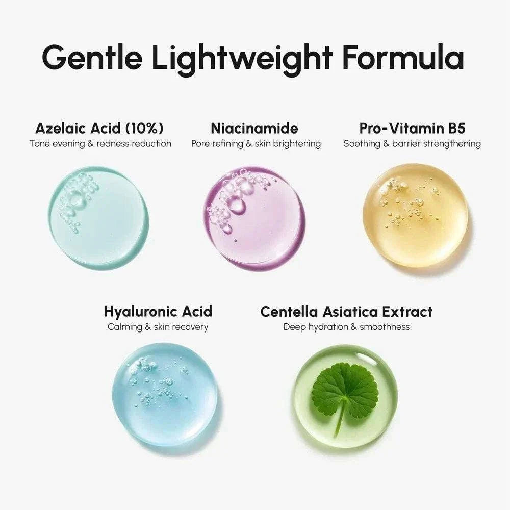 Redness soothing azelaic acid serum bottle for sensitive skin