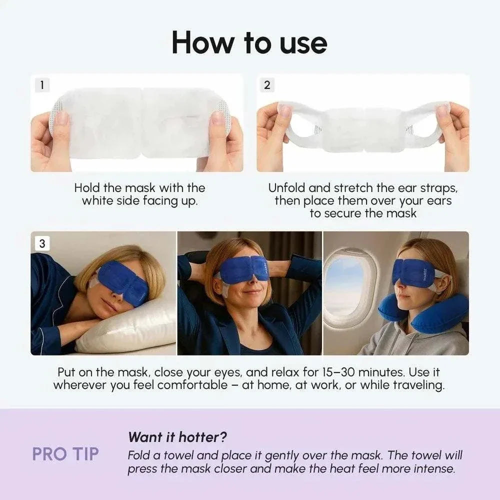 Scented spa steam eye mask with lavender aroma for relaxing eye care