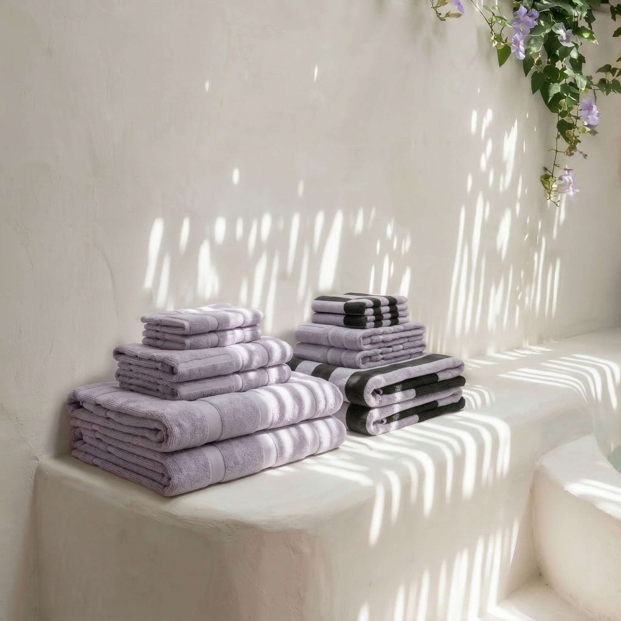 Shadmoor Australian cotton towels set with geometric pattern and locker loops