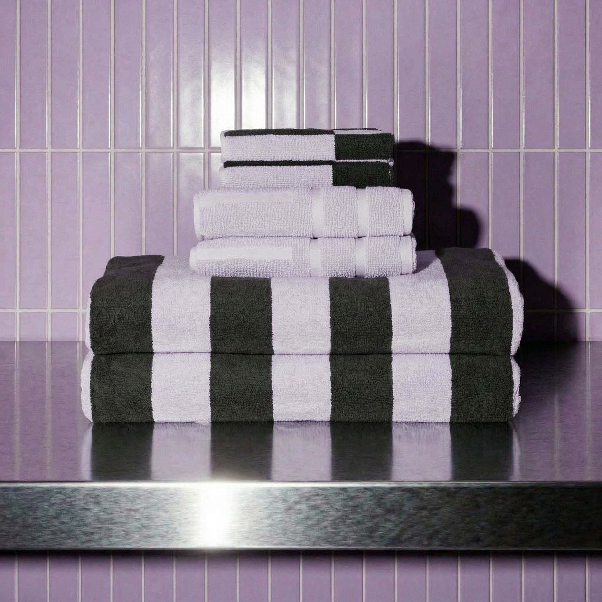 Shadmoor Australian Cotton towels set with geometric pattern and locker loop