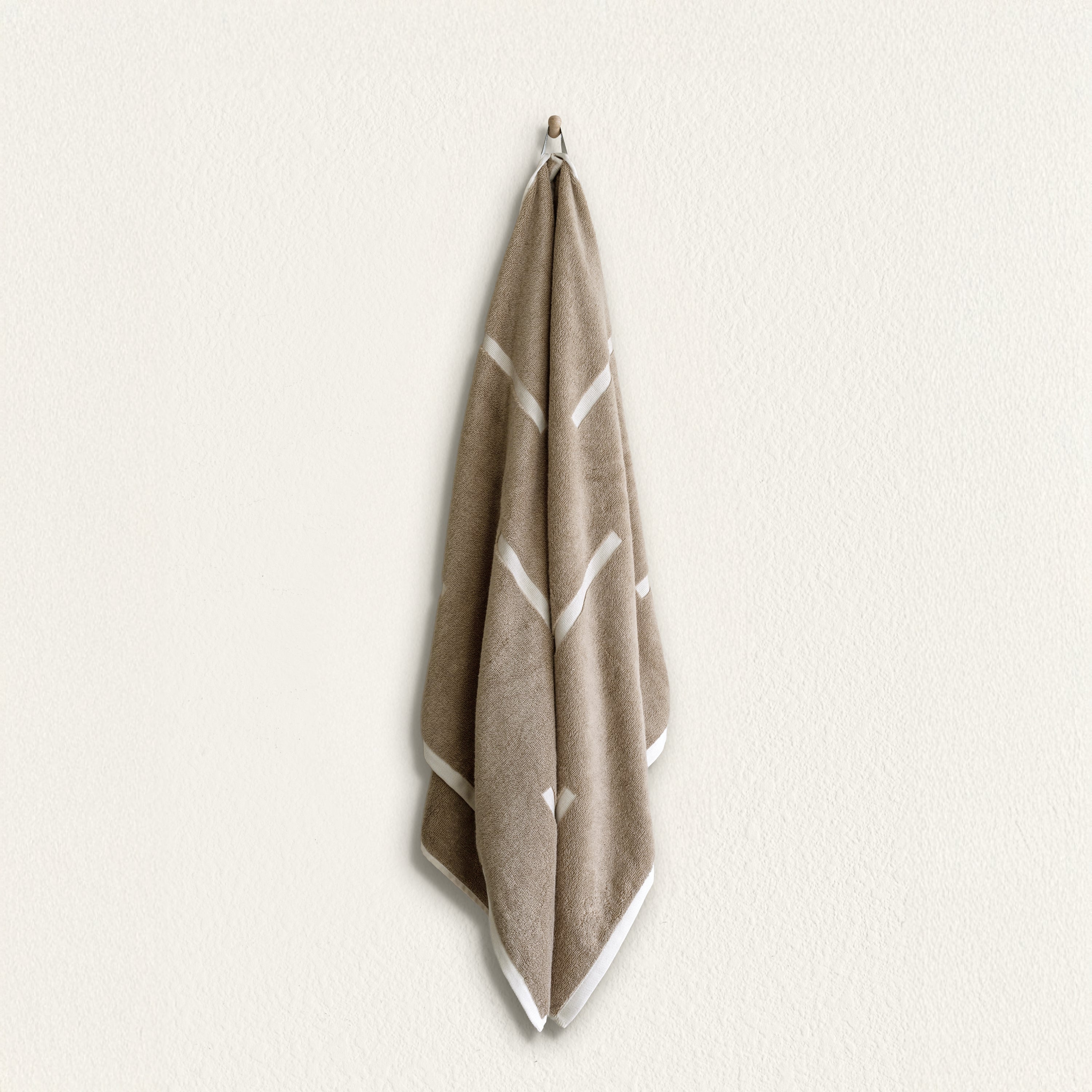 Sorrel Australian cotton towels set in sand tone with geometric accents