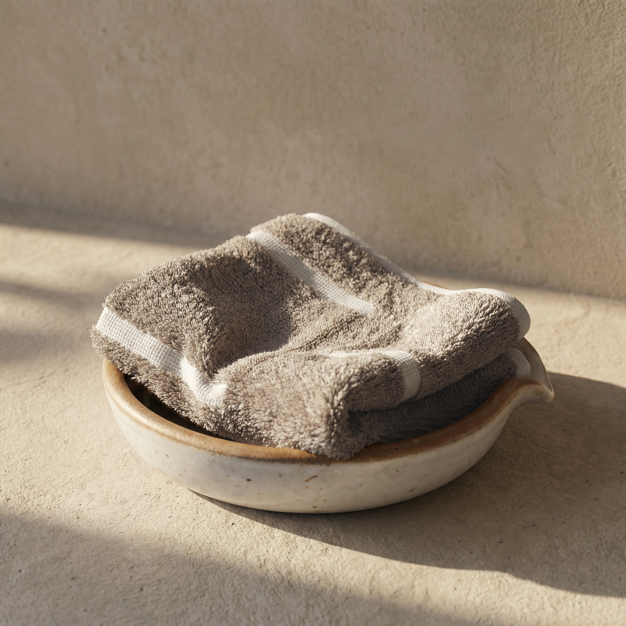 Sorrel Australian cotton towels set with sand tone and geometric accents