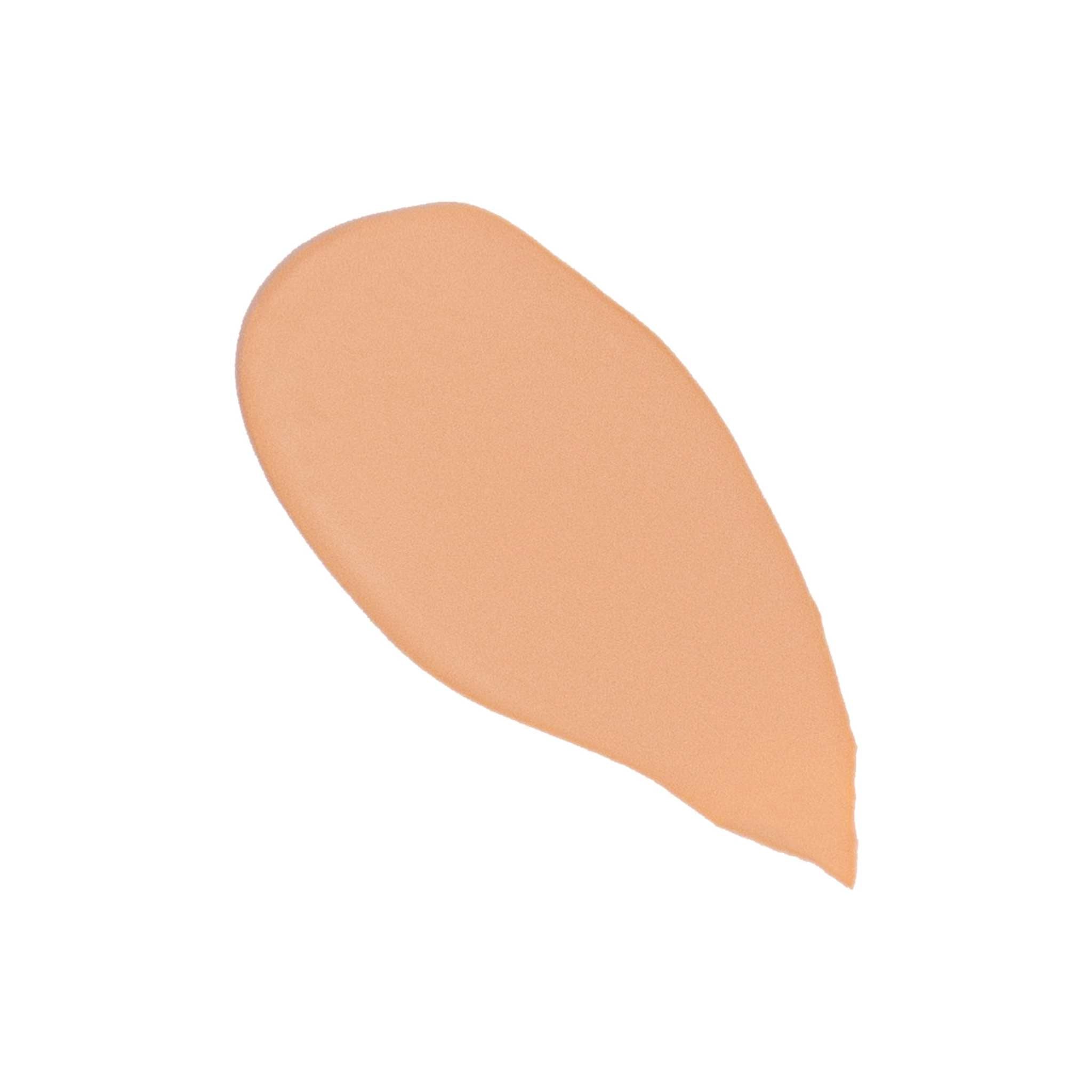 Super Serum Silk foundation swatch in a warm peach-beige shade with a smooth, creamy finish