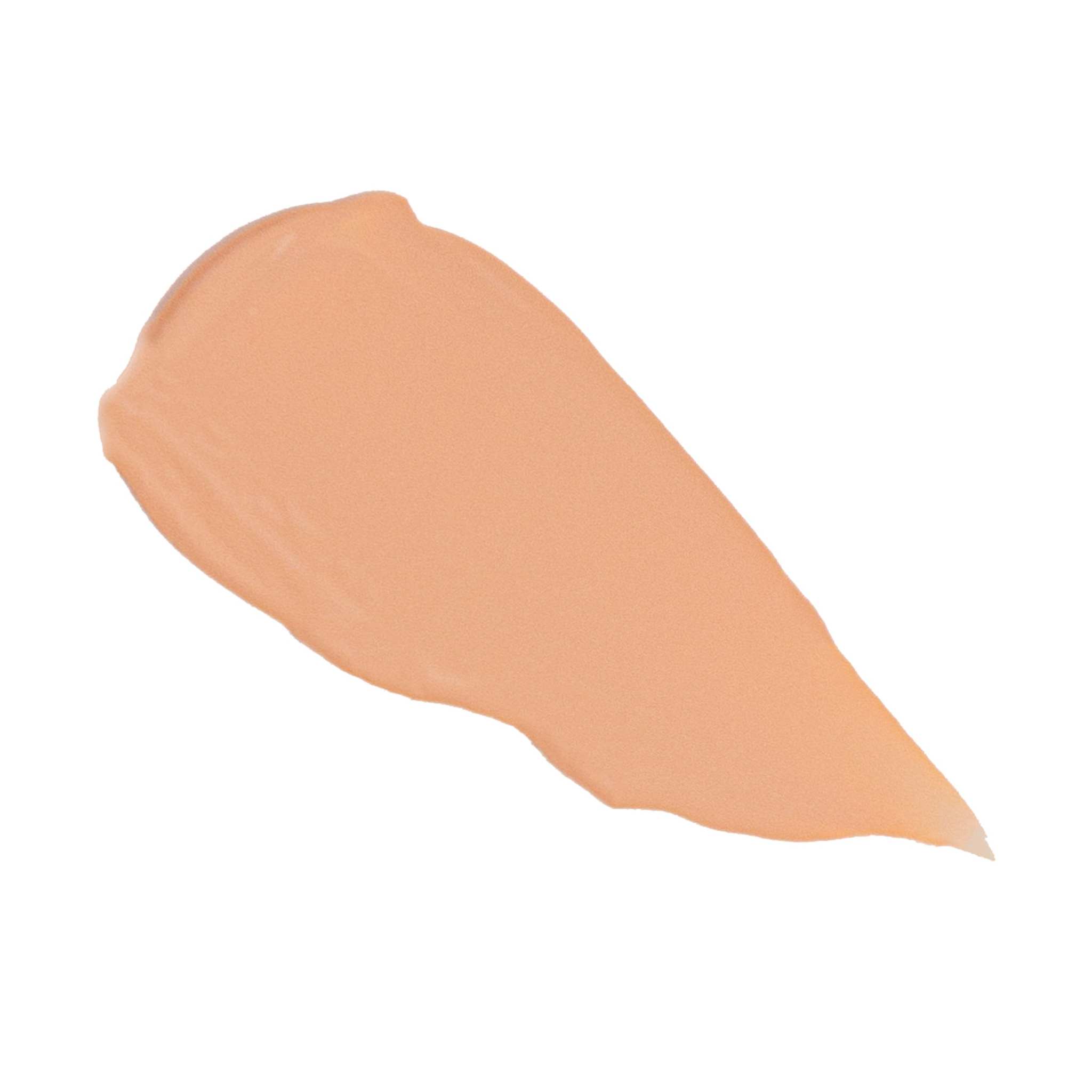 Super Serum Silk foundation in a warm peach-beige shade, shown as a smooth, creamy swatch with an even finish