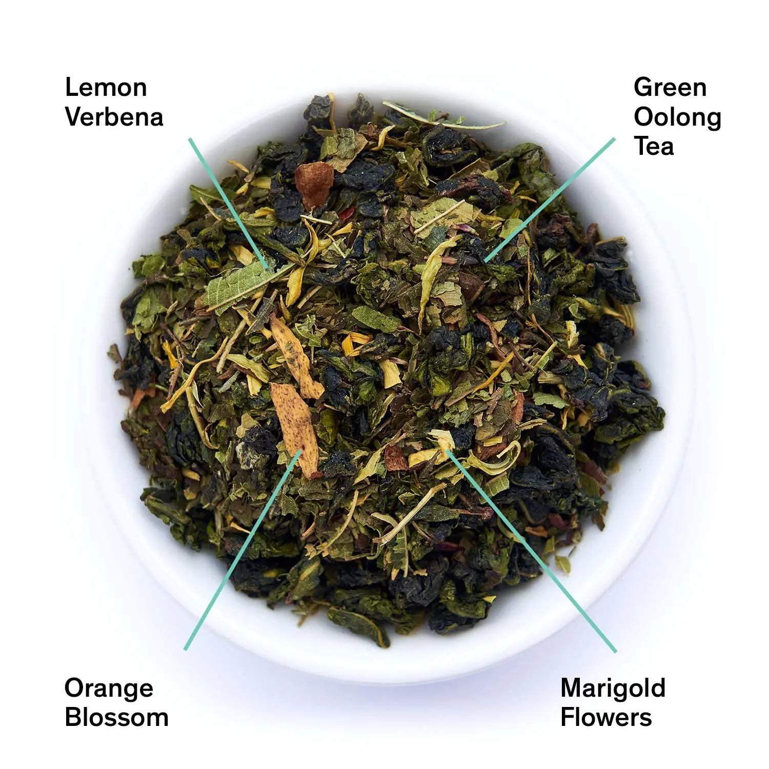 Superbloom - Sweet Lemon Oolong Green Tea loose leaf blend with green oolong, lemon verbena, orange blossom and marigold