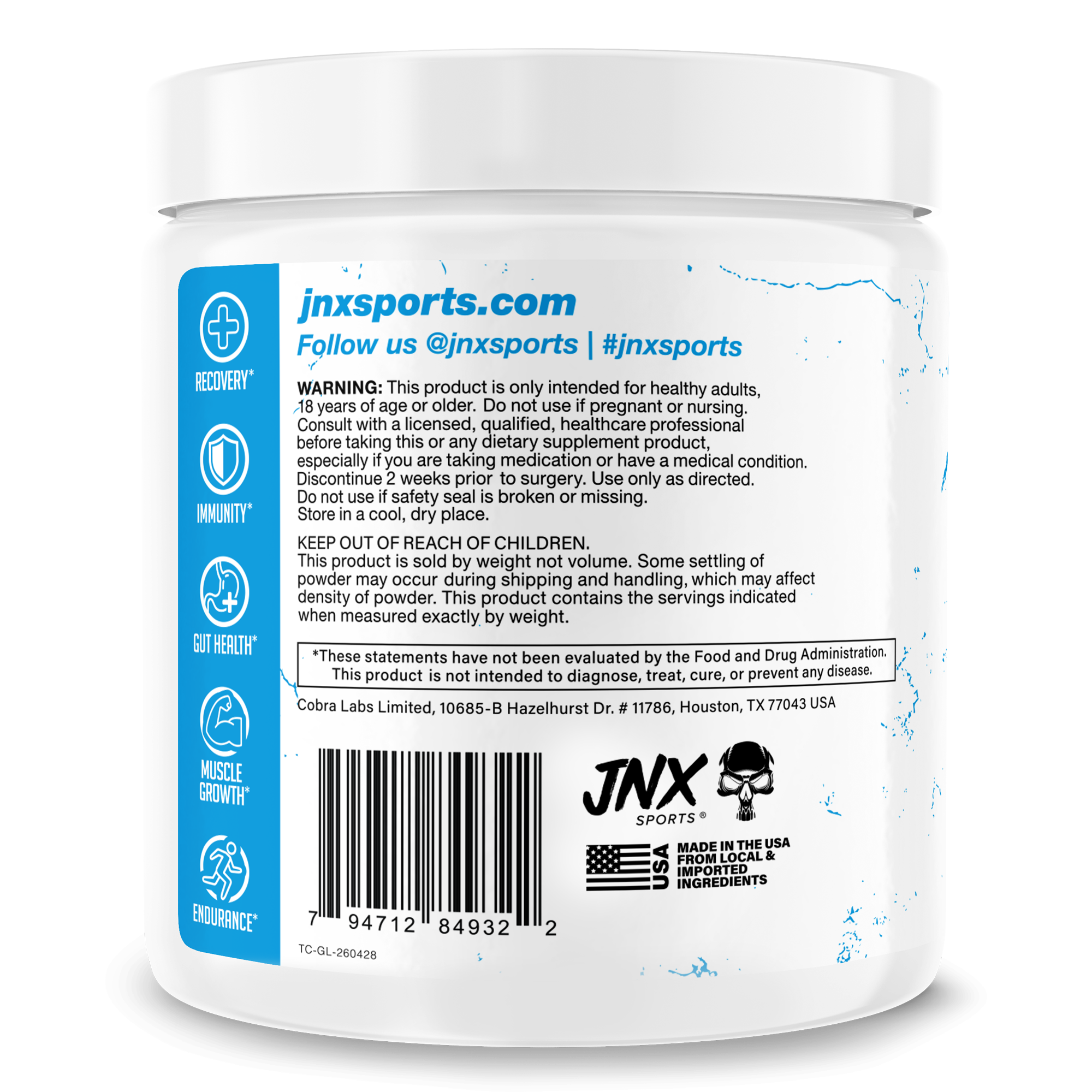 Micronized glutamine supplement for muscle recovery and immune support