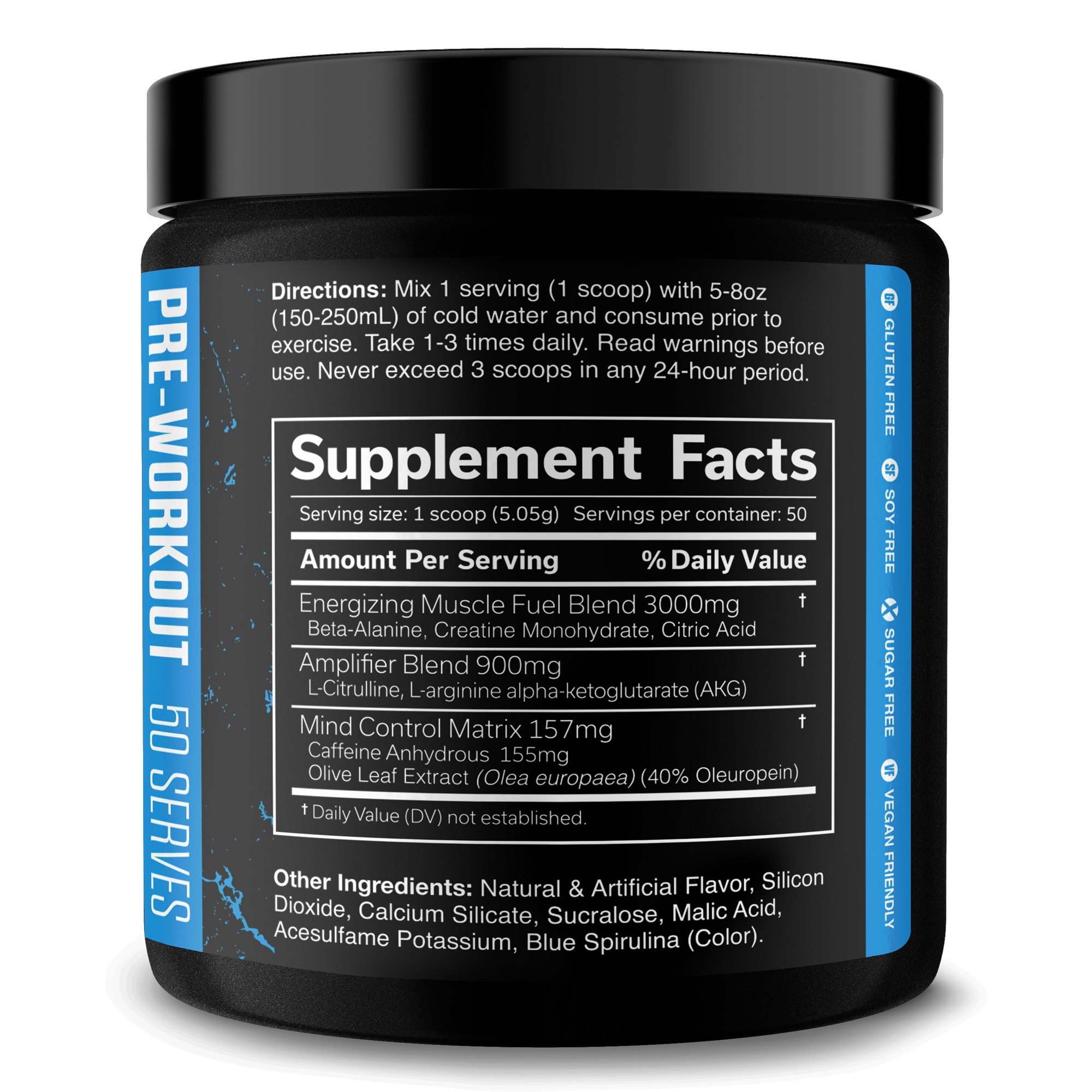 The Curse pre-workout supplement container with energy and muscle focus