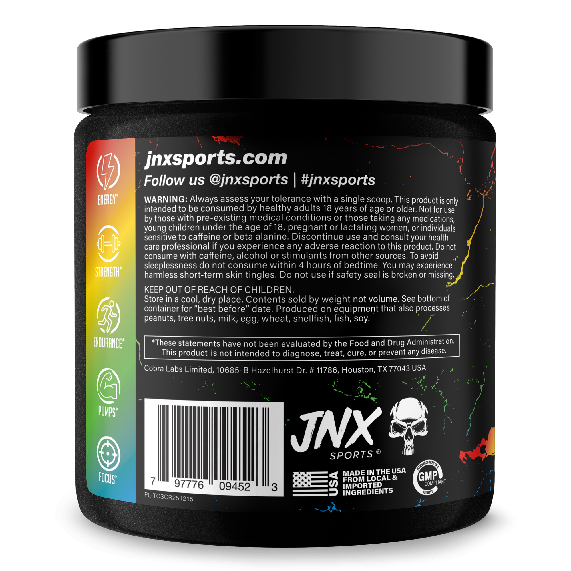 The Curse pre-workout supplement container with energy and muscle focus