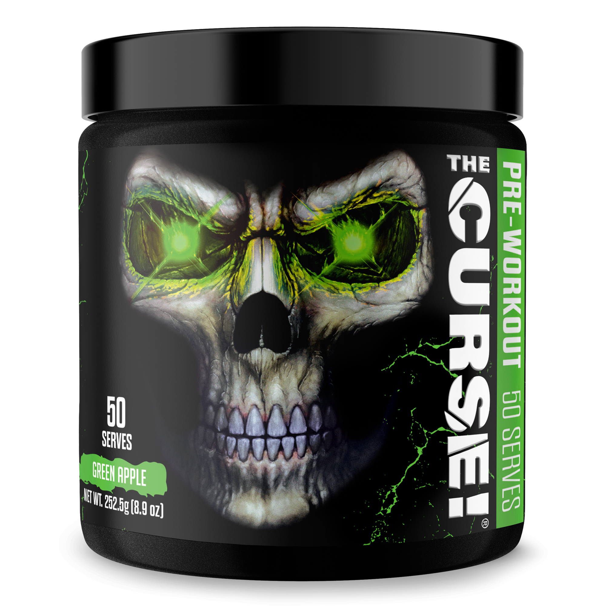 The Curse pre-workout energy supplement with bold packaging