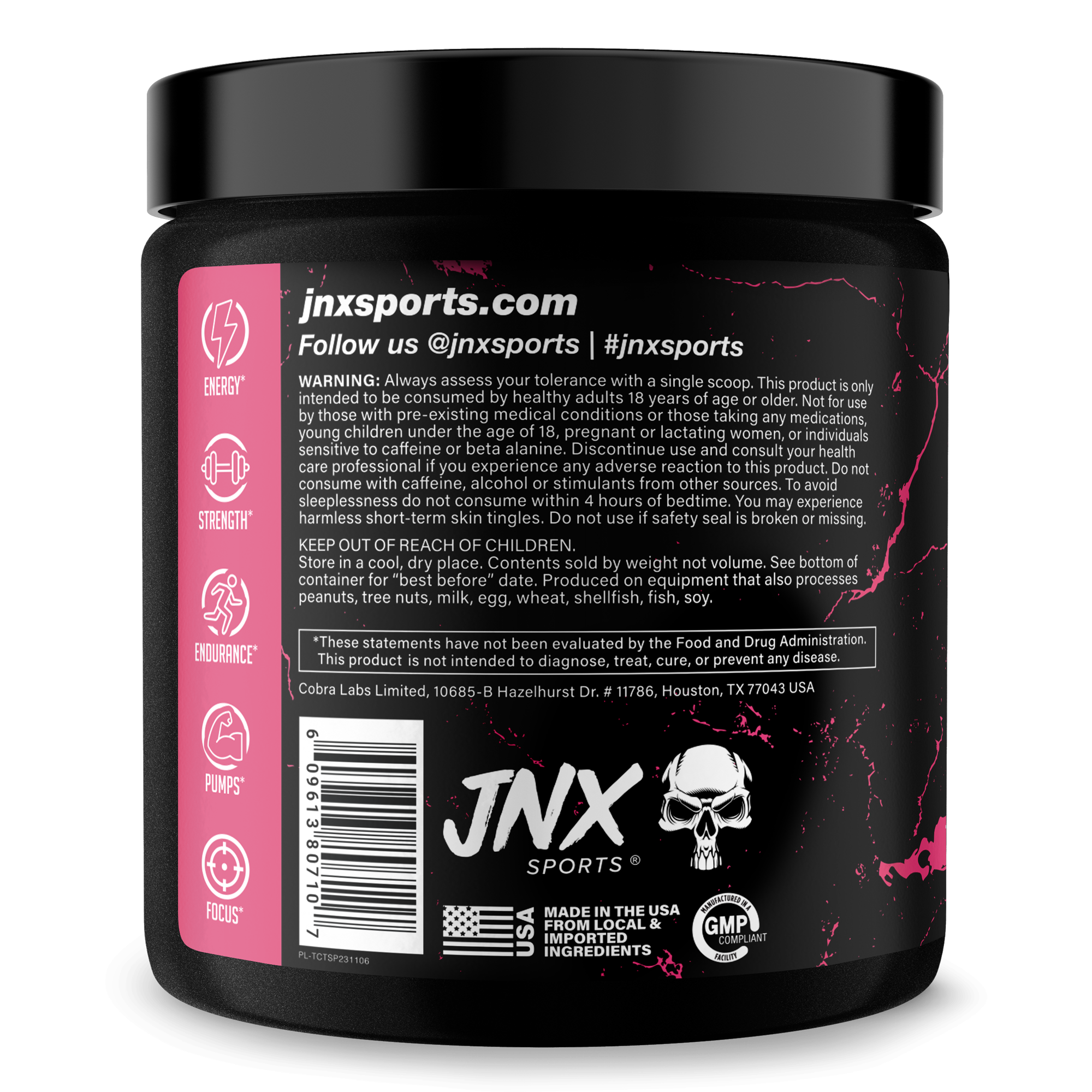The Curse! pre-workout container with bold design