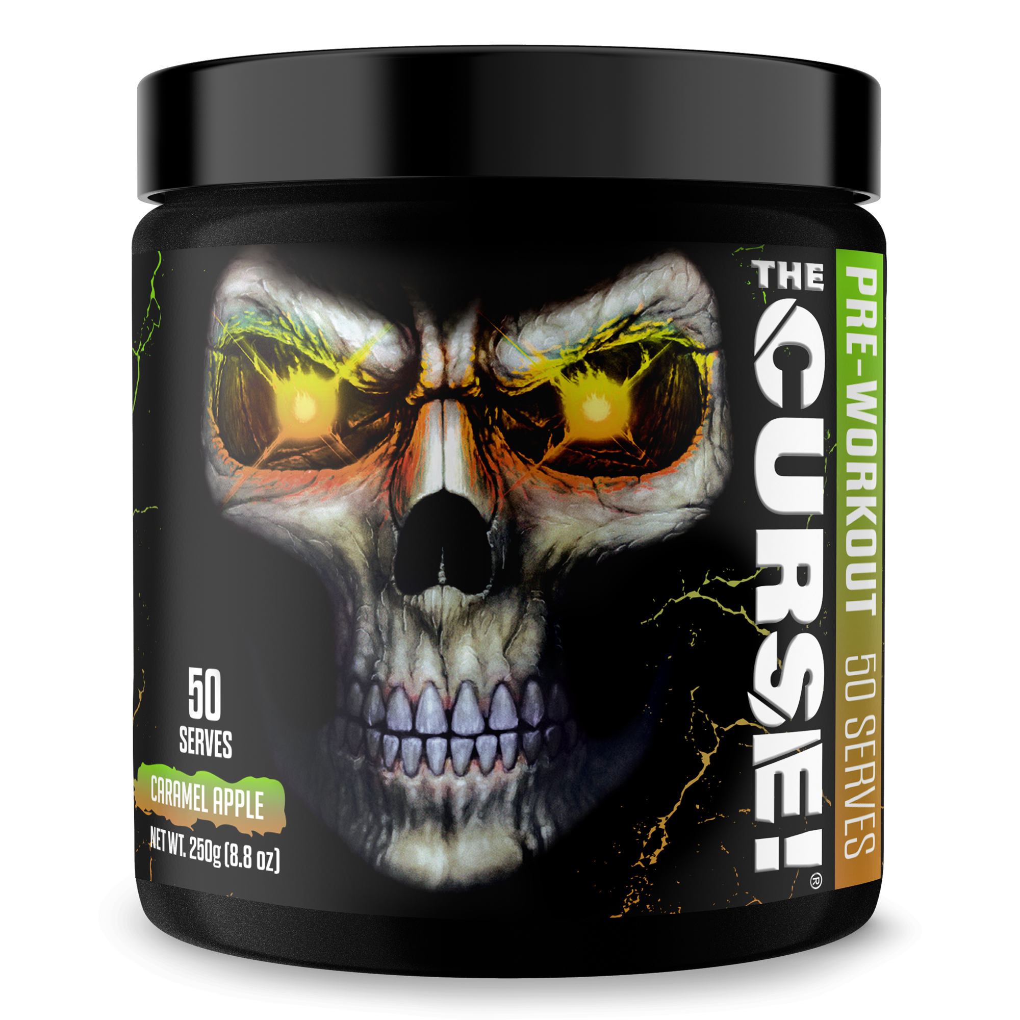 The Curse pre-workout supplement container with energy boost
