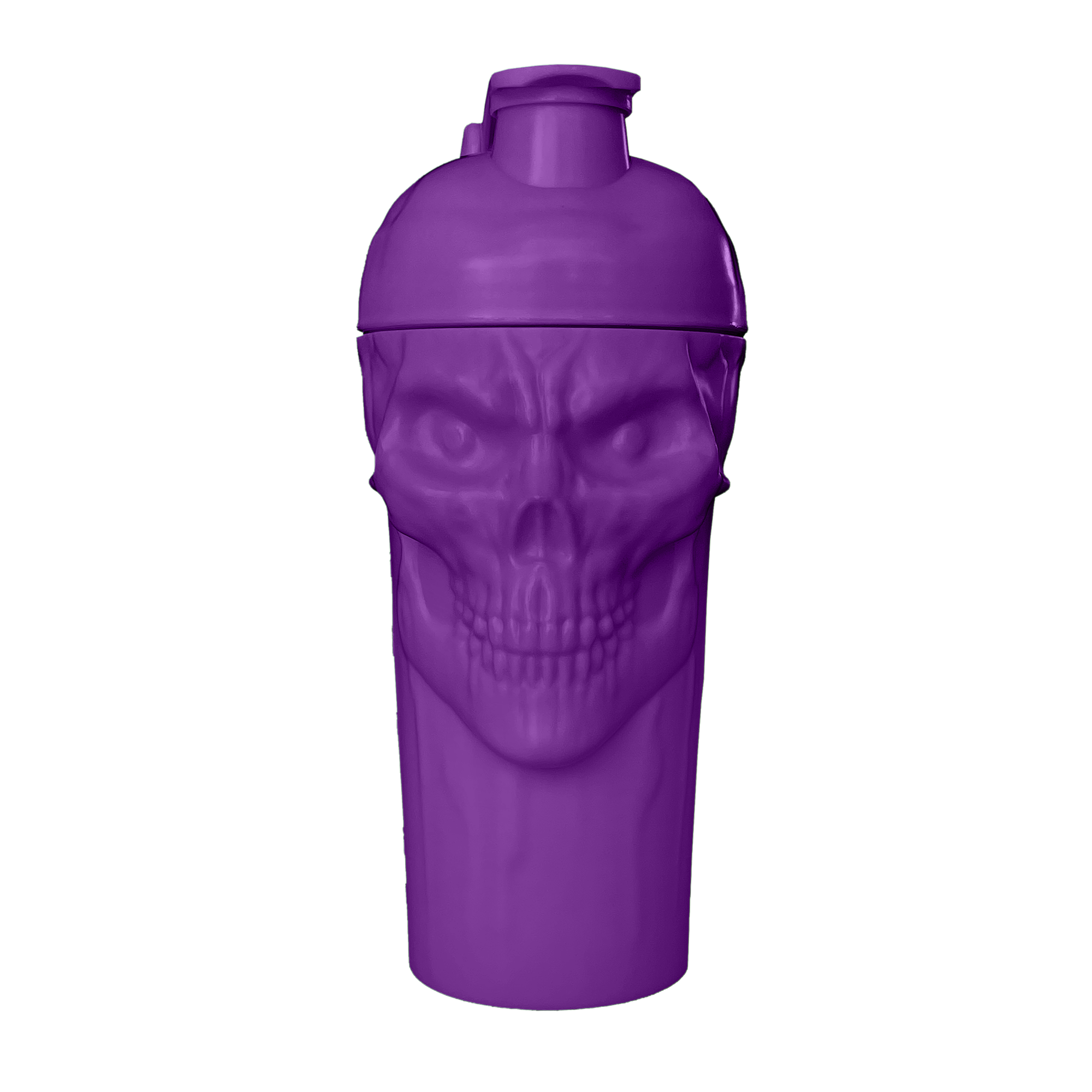 The Curse! Skull Shaker in solid purple plastic with a textured skull design and leak-free screw-on lid