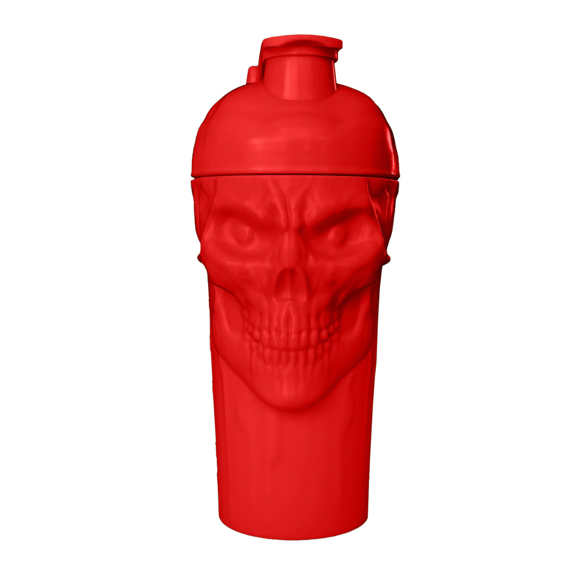 The Curse! Skull Shaker red plastic shaker bottle with skull design, leak-free lid, and mixing ball