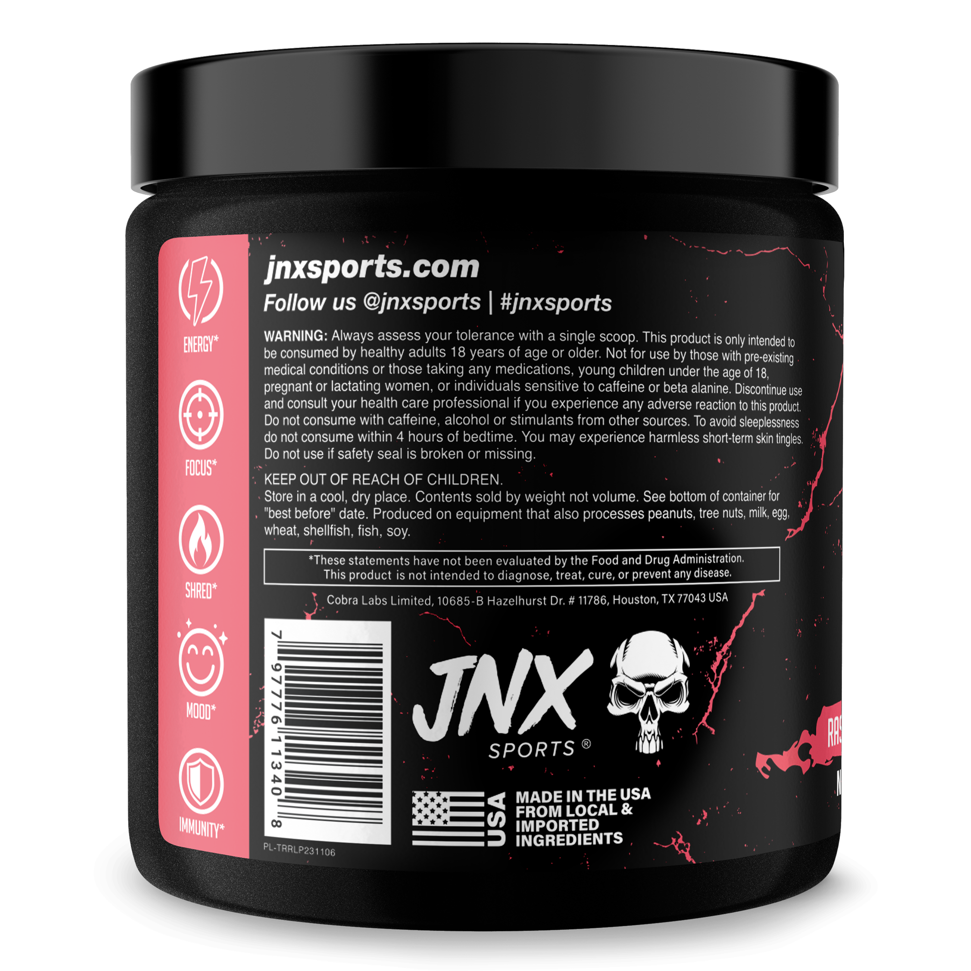 The Ripper! fat burner in a black tub with a red label, white skull logo, and energy and focus icons
