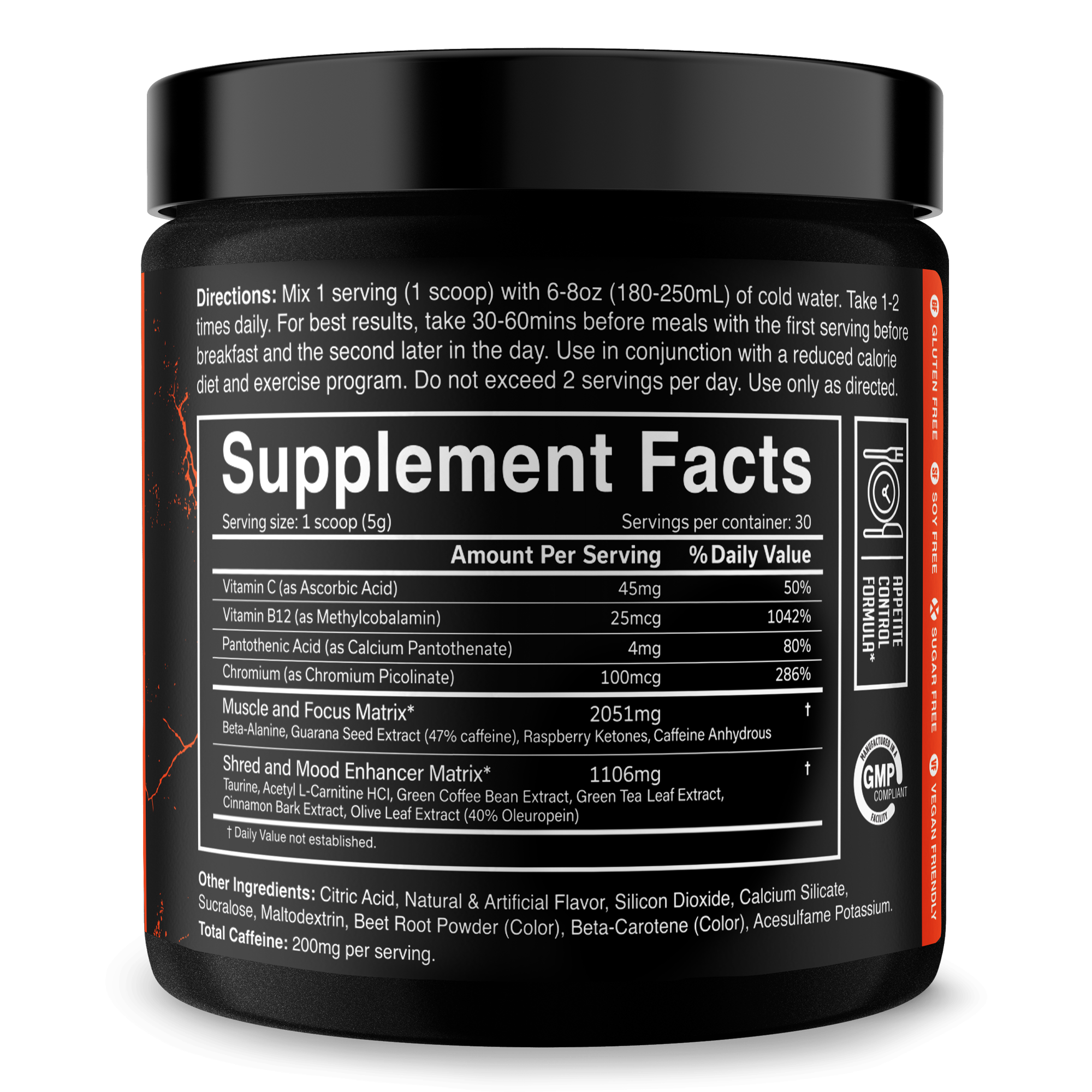 The Ripper! fat burner supplement jar with a black label, orange accents, and a prominent Supplement Facts panel