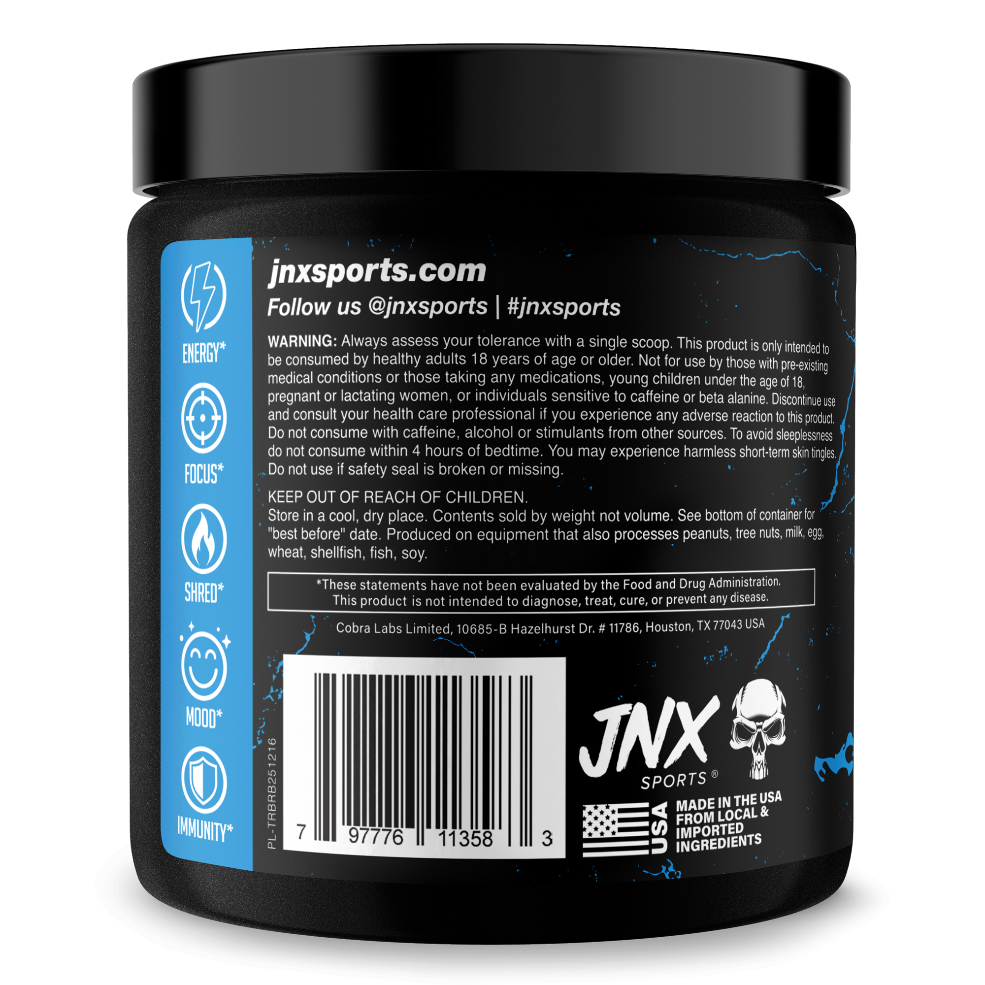 The Ripper! Fat burner supplement in a black tub with a blue and black label, white text, and skull logo