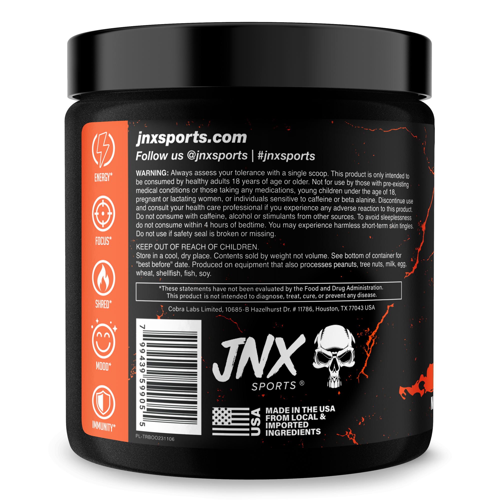 The Ripper! fat burner in a black tub with an orange-and-black label, skull logo, barcode and supplement details