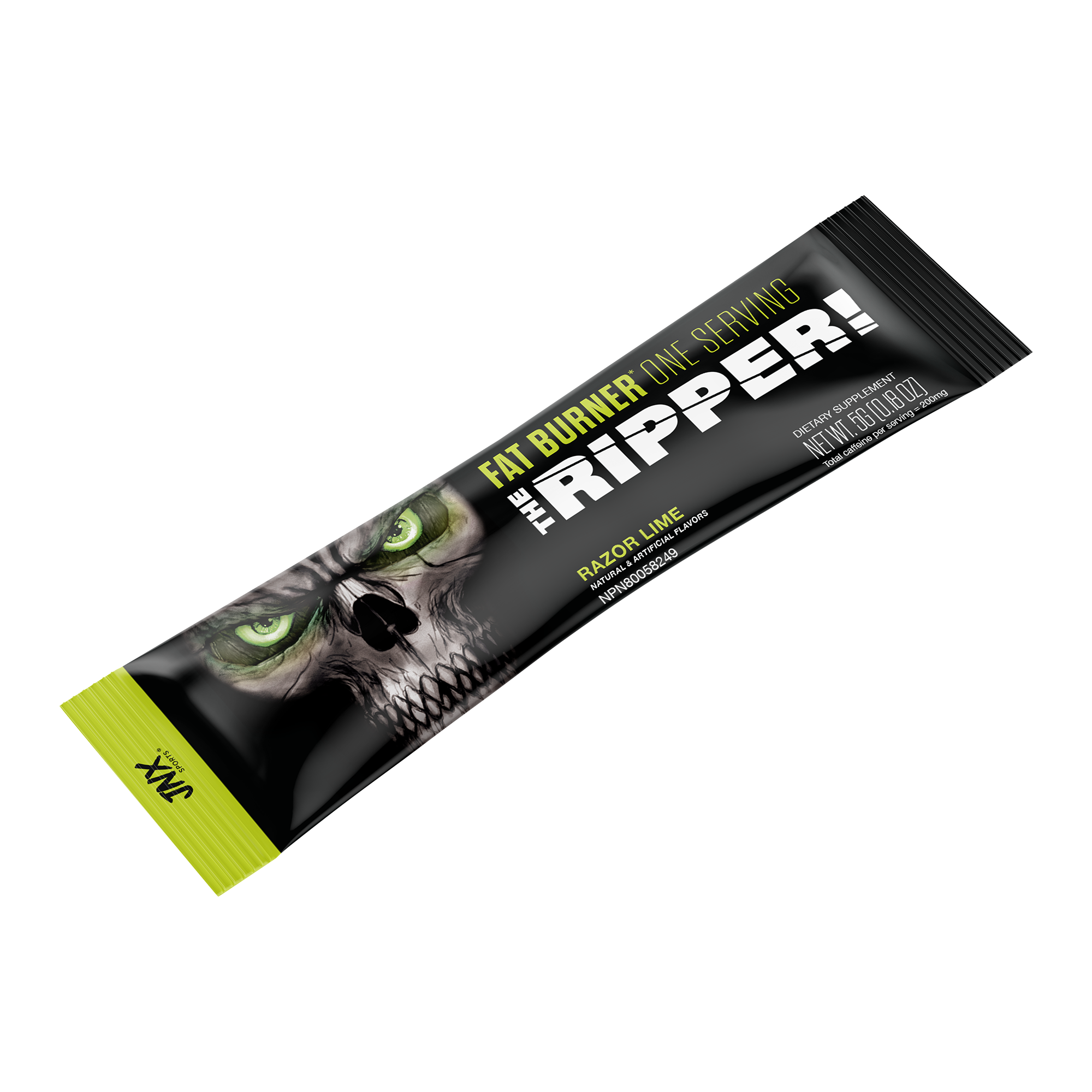The Ripper! Stick fat burner stick in black and lime packaging featuring a skull graphic and bold white and lime text