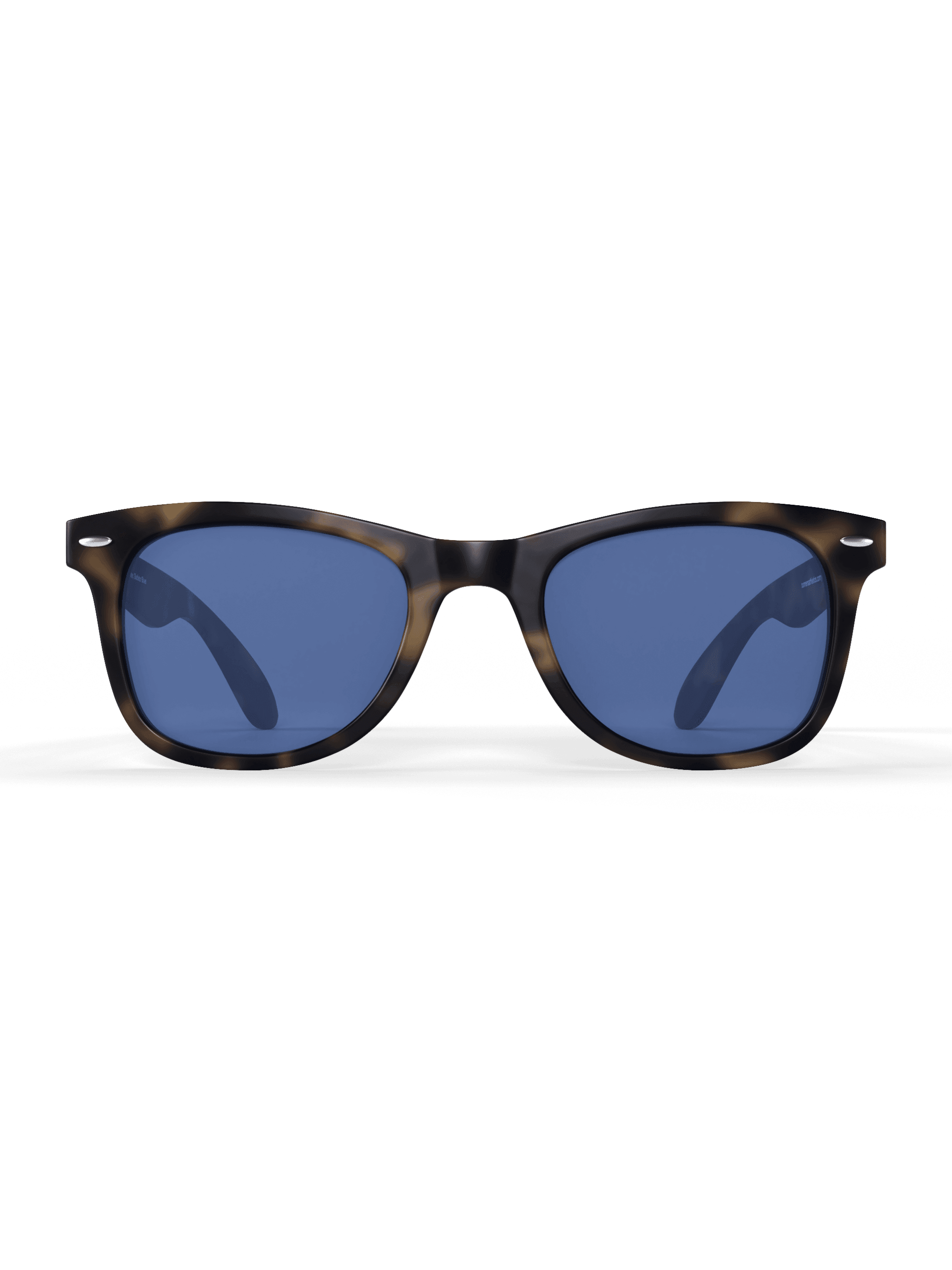 Tortoise Square Sport Sunglasses with a dark mottled brown frame, blue lenses, and a bold square shape