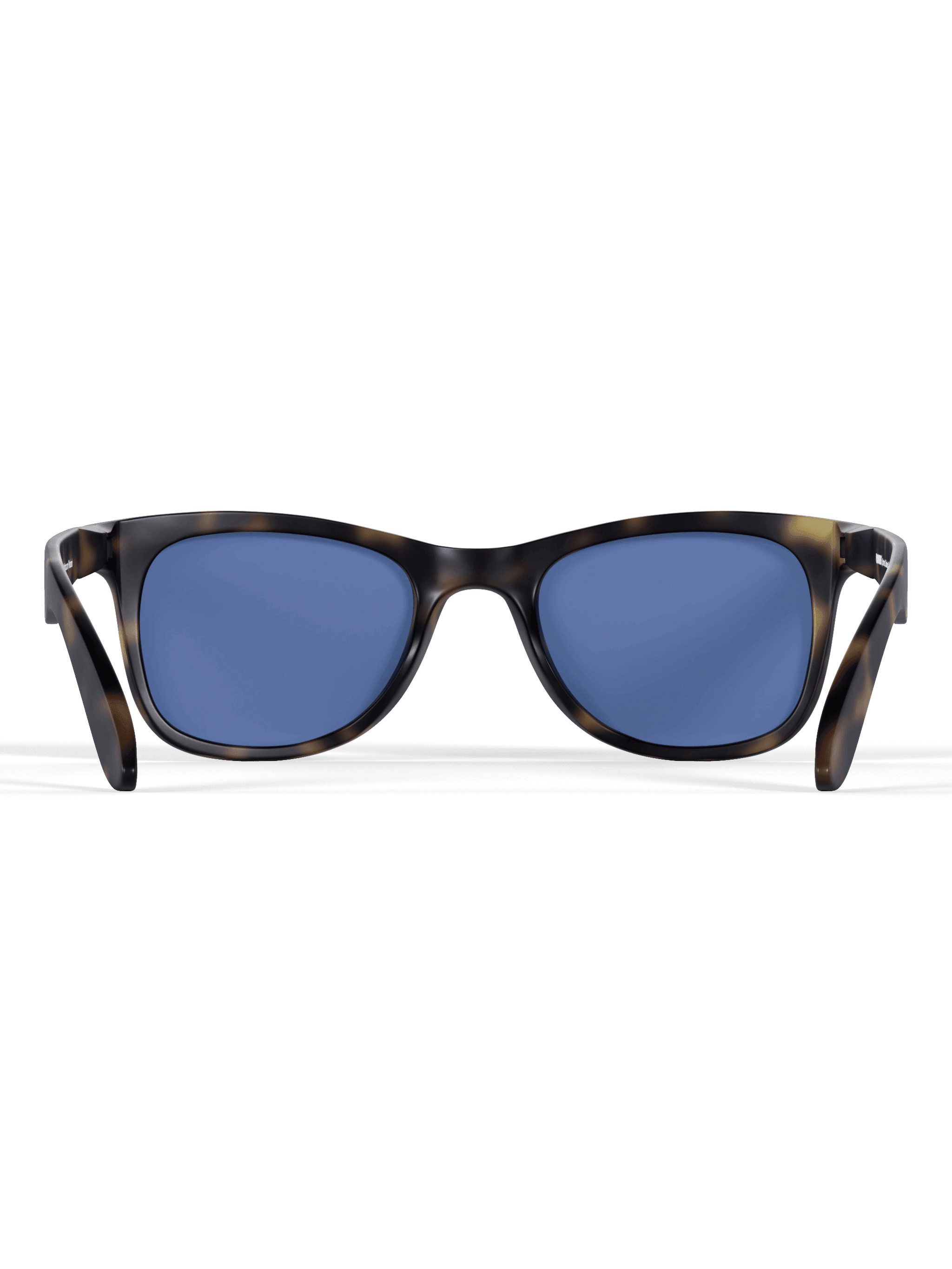 Tortoise Square Sport Sunglasses with a dark mottled tortoiseshell frame and blue lenses in a bold square shape